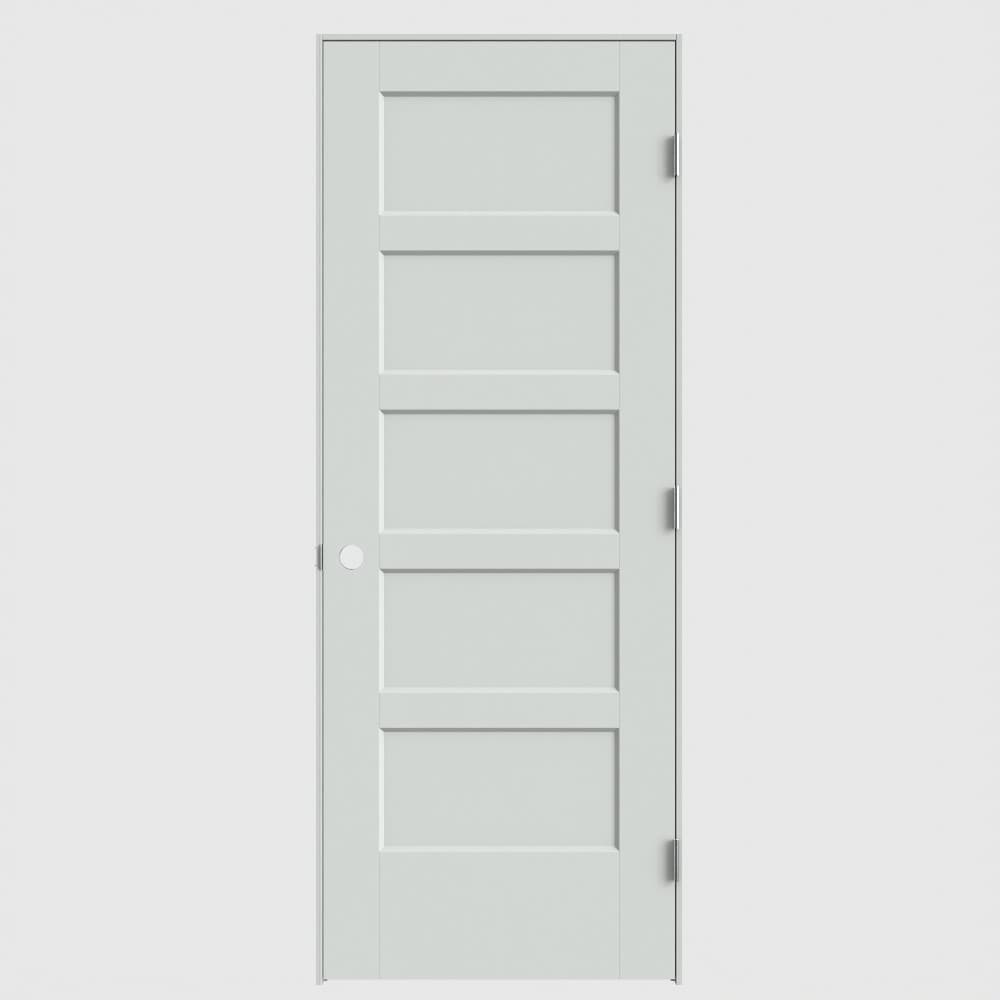 Masonite 640632 30-in x 80-in Primed Hollow core 5-panel square Left hand Smooth Primed Molded composite Single Prehung Interior Door