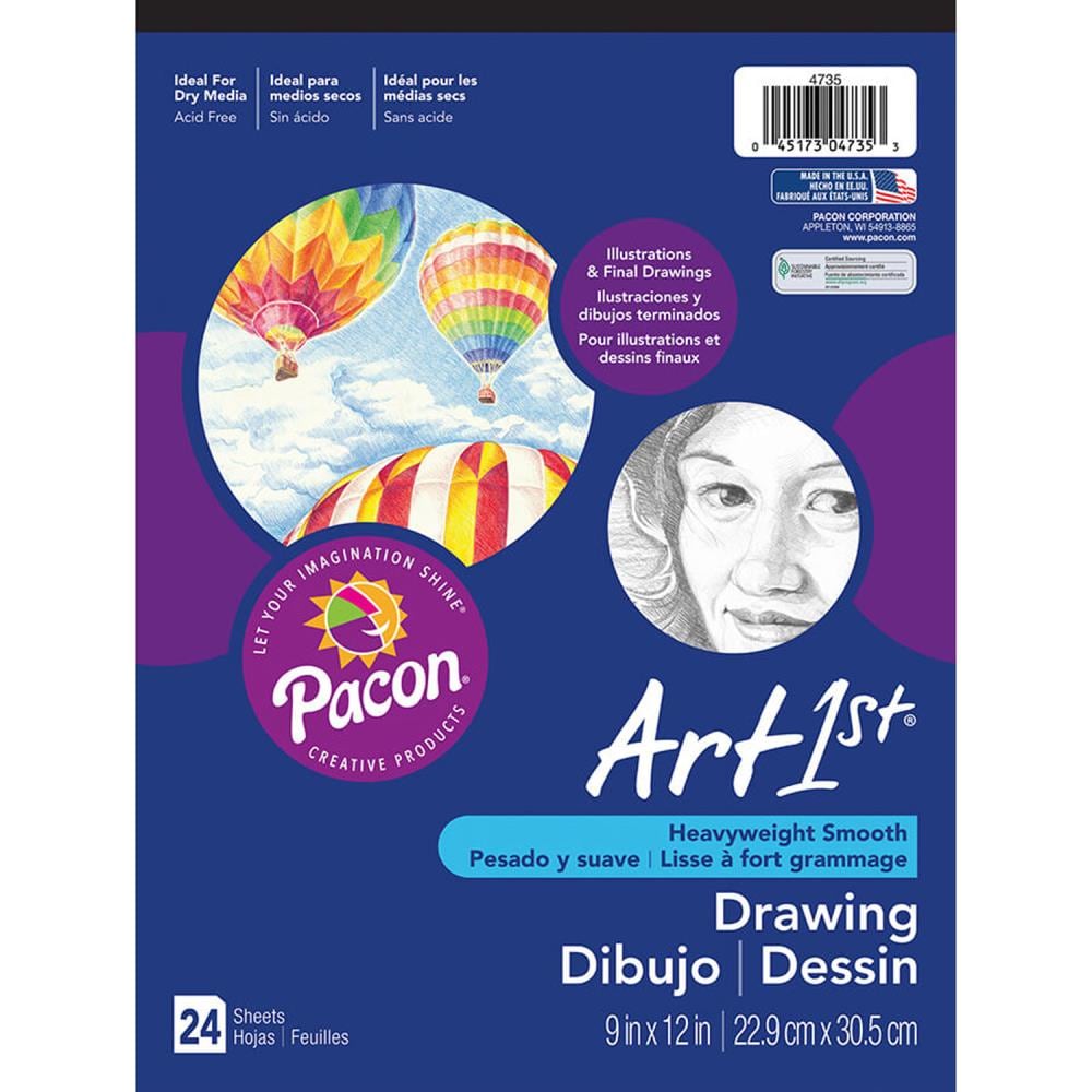 UCreate Drawing Paper Pad, Heavyweight, 9 In X 12 In, 24 Sheets Per Pad ...