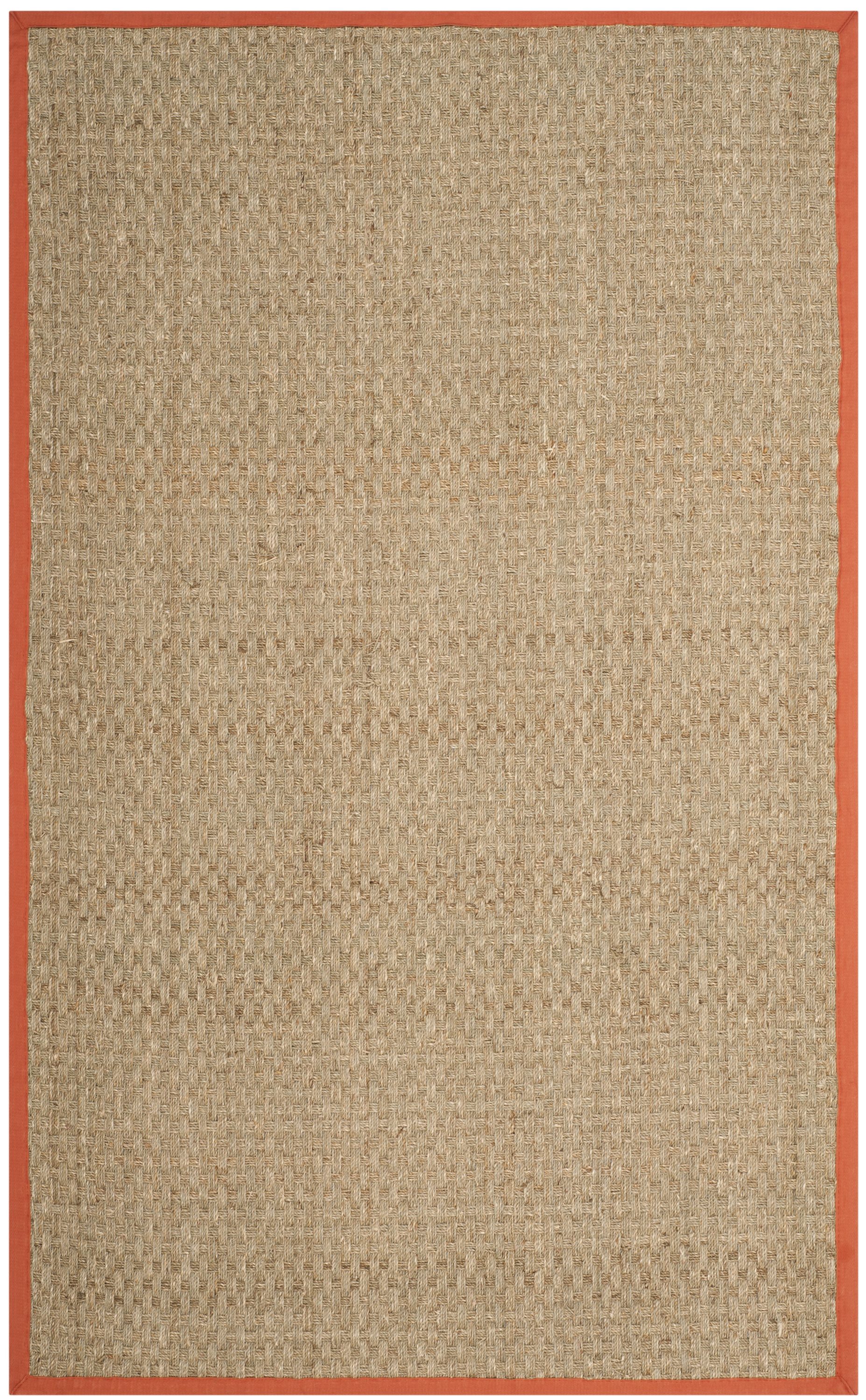 Safavieh NF114Y-6 Natural Fiber Hampton 6 x 9 (ft) Loomed Seagrass Natural/Rust Rectangular Indoor Solid Coastal Area rug
