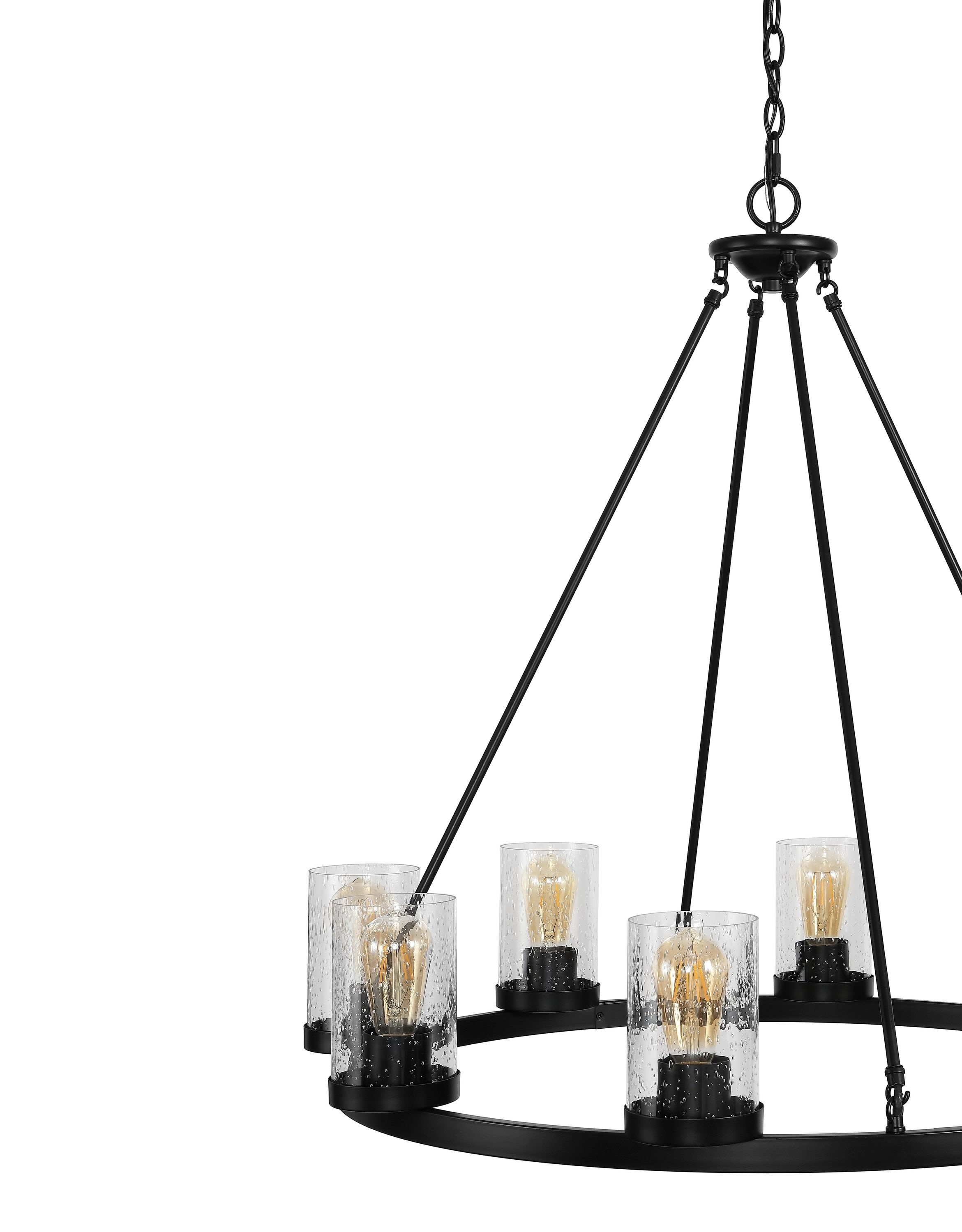 Pablo Ring 33.5" Oil-Rubbed Bronze & Seeded Glass LED Chandelier