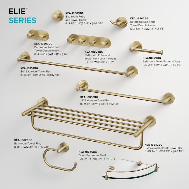 Kraus Elie 18-in Brushed Gold Wall Mount Single Towel Bar in the Towel