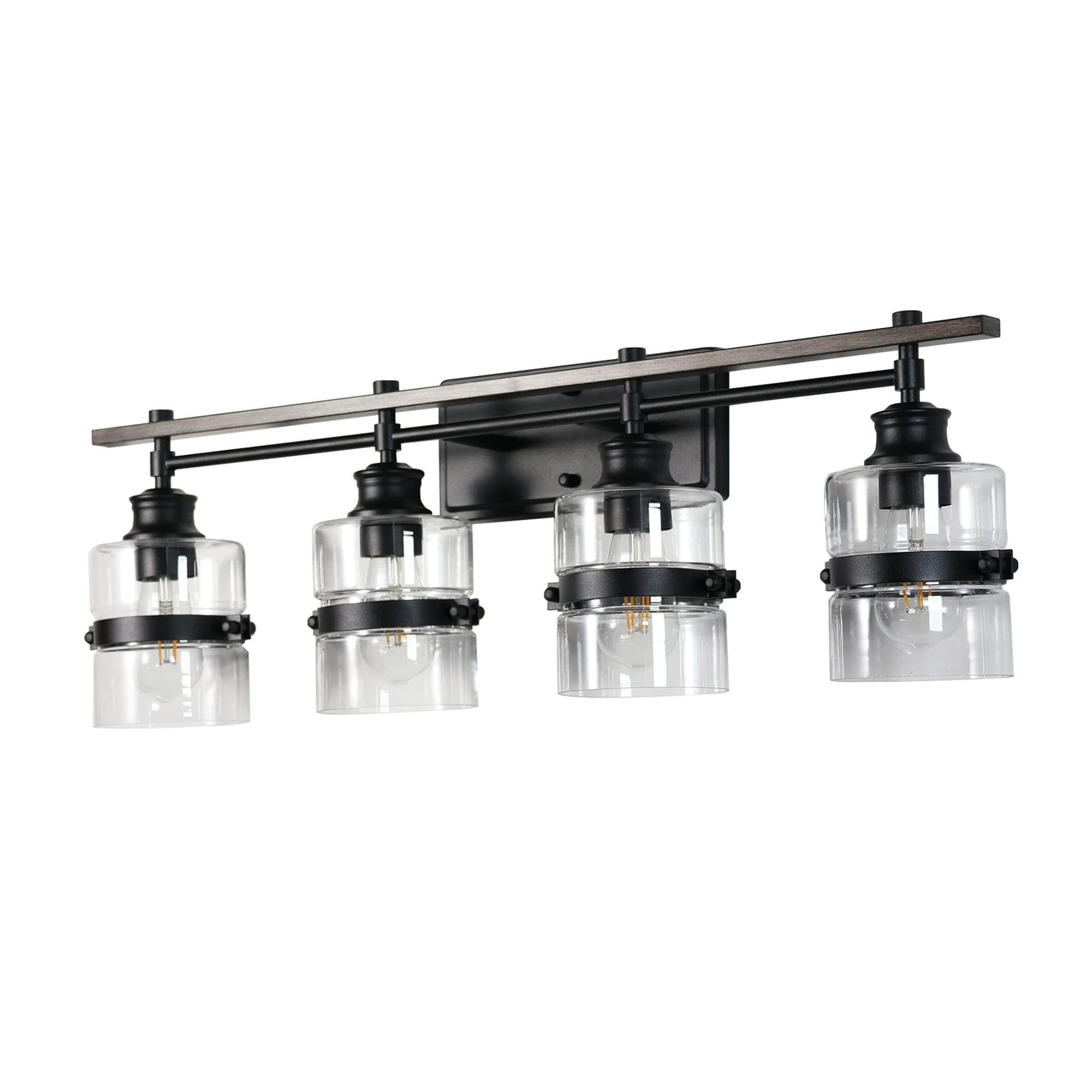 ExBrite EXVL1408GRVX 30.7-in 4 -Light Matte Black Mid-century Vanity light
