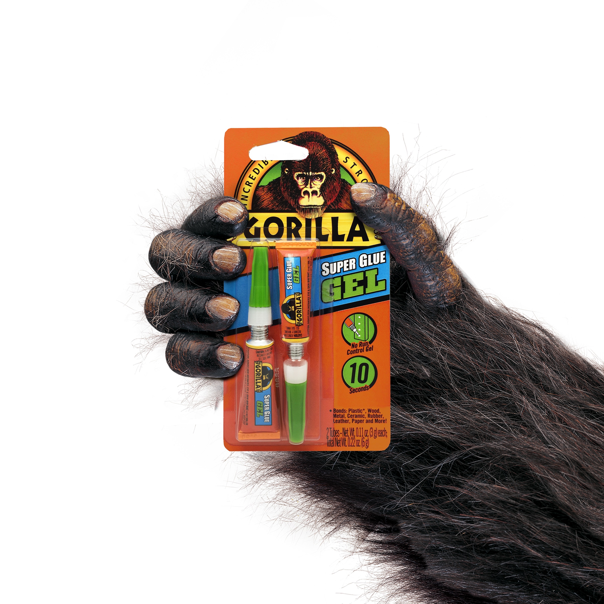 Gorilla Glue Super Glue Gel, Two 0.11 oz Tubes, Dries Clear (7820001)