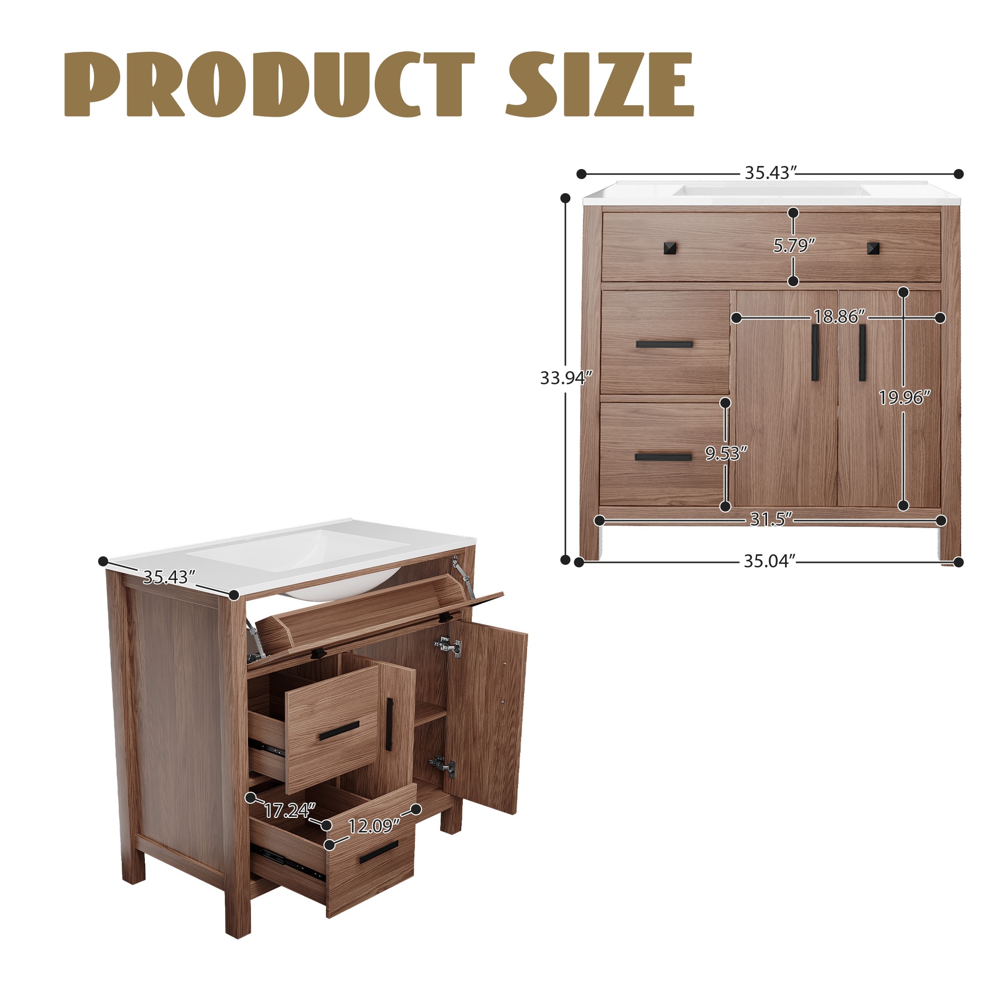 JEAREY Floating Bathroom Vanity 36-in burlywood Single Sink