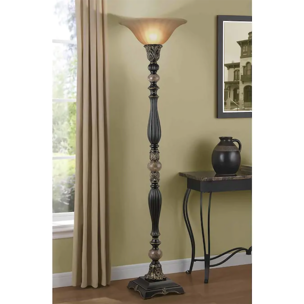 allen + roth Barada 72-in Bronze with Gold Highlights Torchiere Floor Lamp