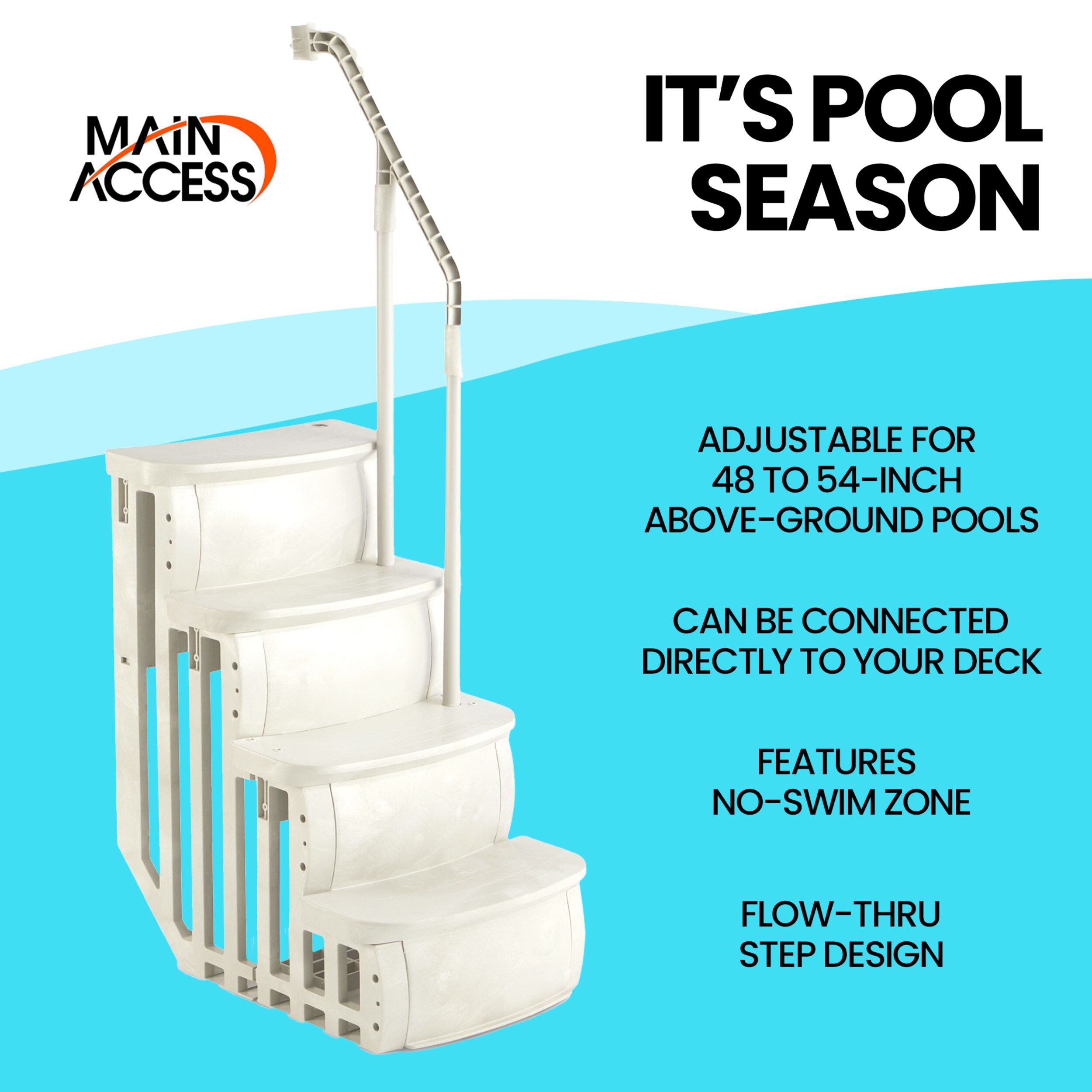 Main Access 54 In Plastic A Frame Pool Ladder With Hand Rail In The Above Ground Pool Ladders 0578