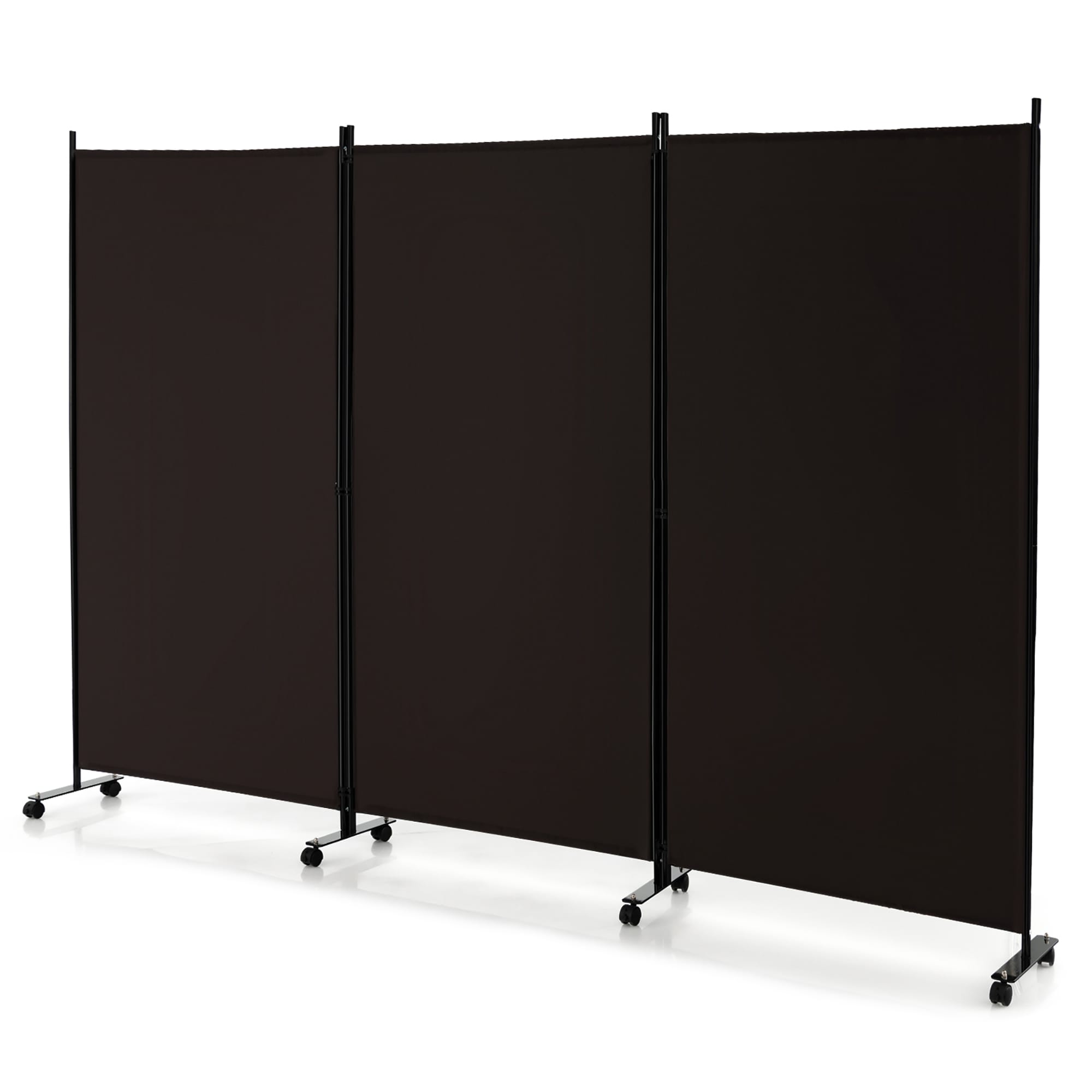 Goplus LWS00321 3 -Panel Brown Fabric Folding Contemporary/Modern Style Room Divider