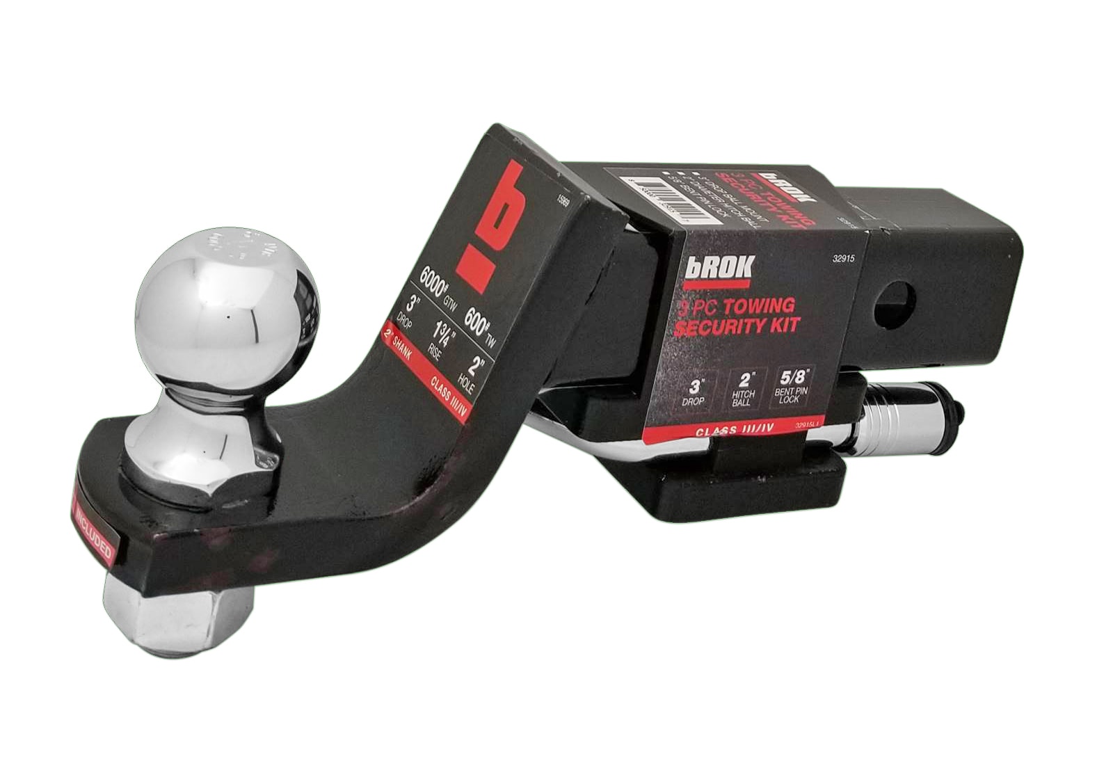 bROK 32915 3-in Drop 2-in Shank 2-in Ball Mount