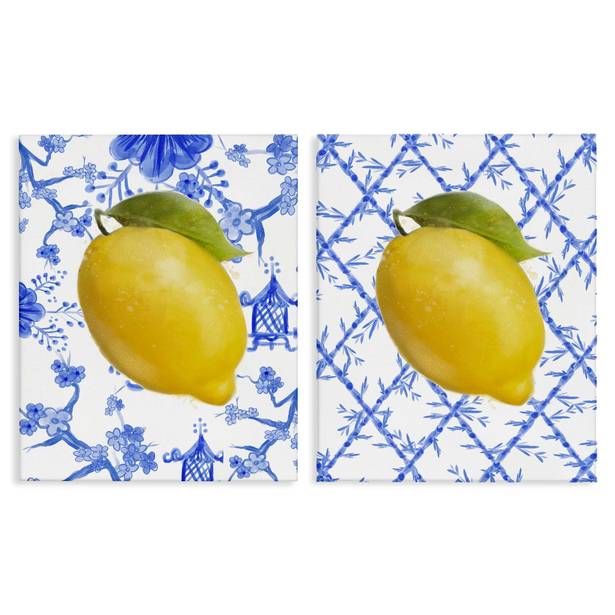 Stupell Industries B2-782-CN-2PC-24X30 Classic Chinoiserie Lemons 2 Piece Canvas Wall Art Set By Matthew Piotrowicz 24 x 30