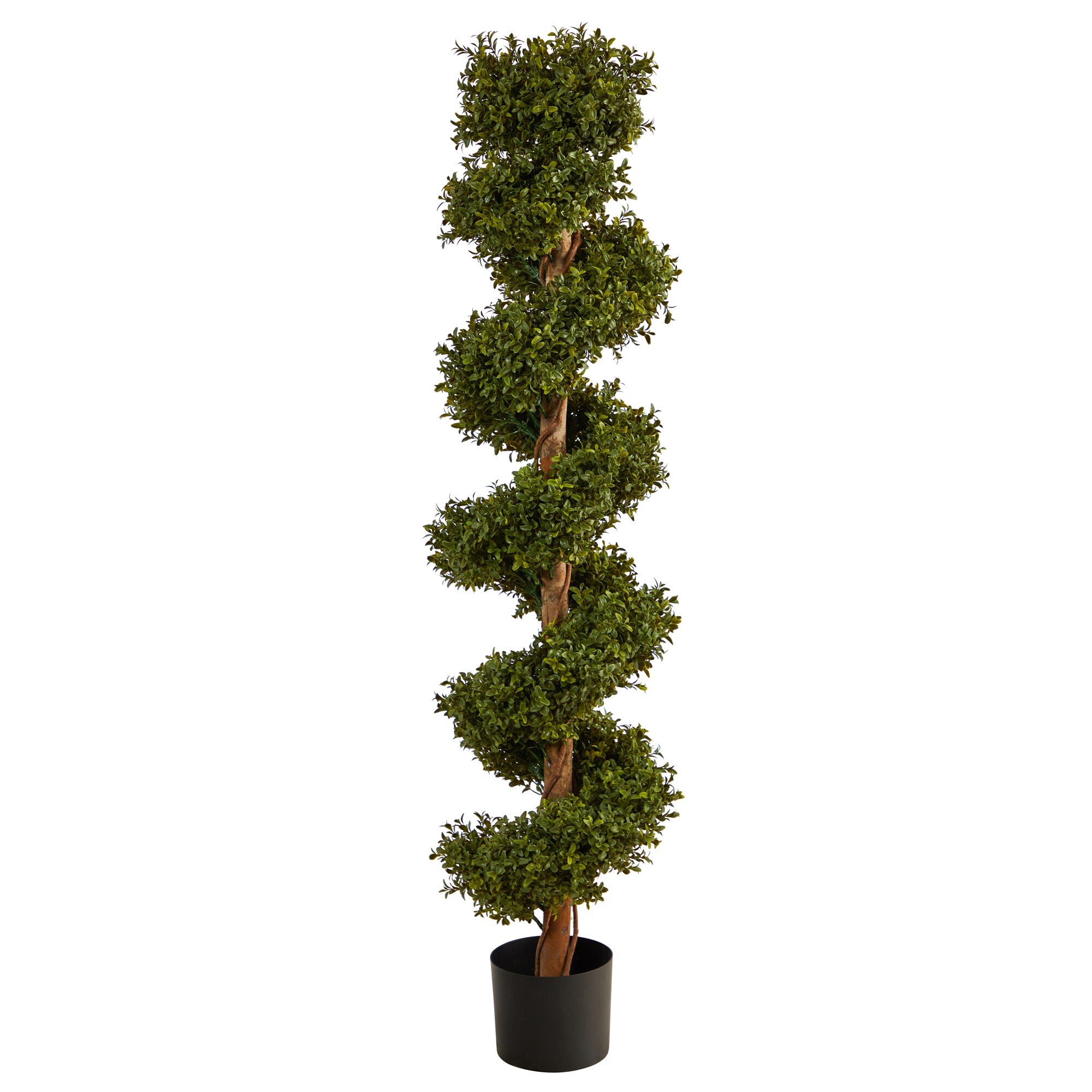 Nearly Natural 60 in Green Indoor Outdoor Boxwood Artificial Tree