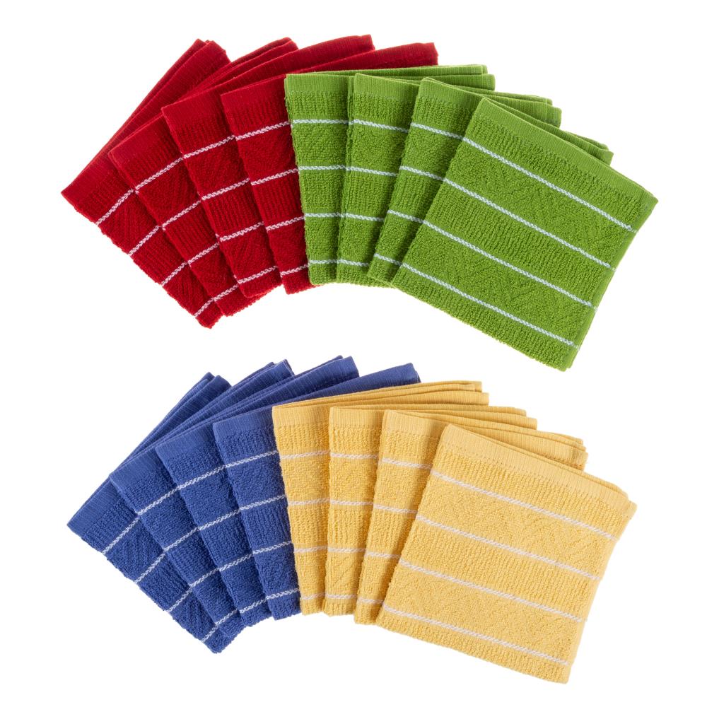 Hastings Home 100% Combed Cotton Woven Dish Cloths - Multiple Colors, 8 Pack