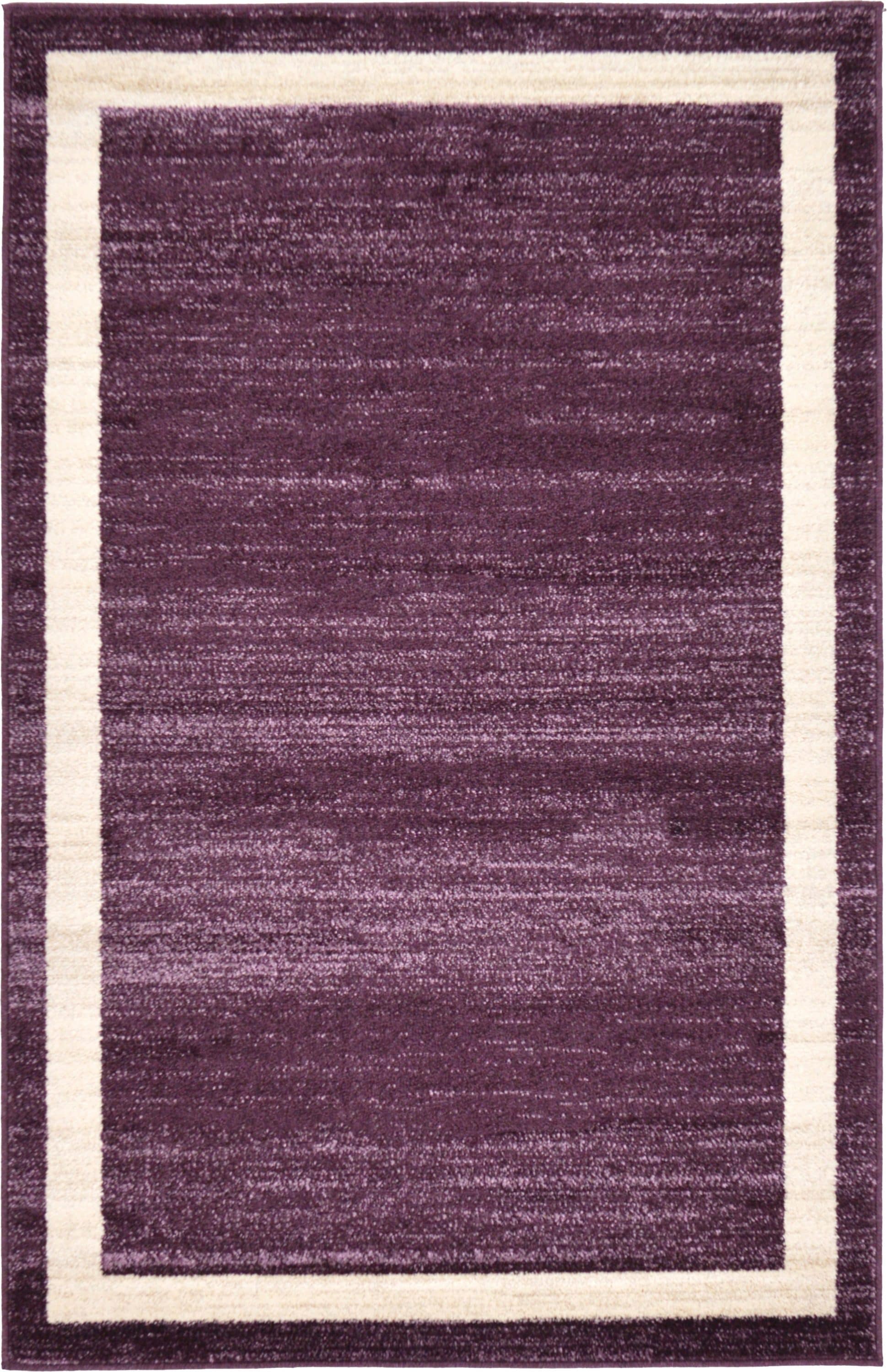 Unique Loom 3127350 Maria Del Mar 3 x 5 (ft) Loomed Polypropylene Violet/Ivory Rectangular Indoor Border Industrial Area rug