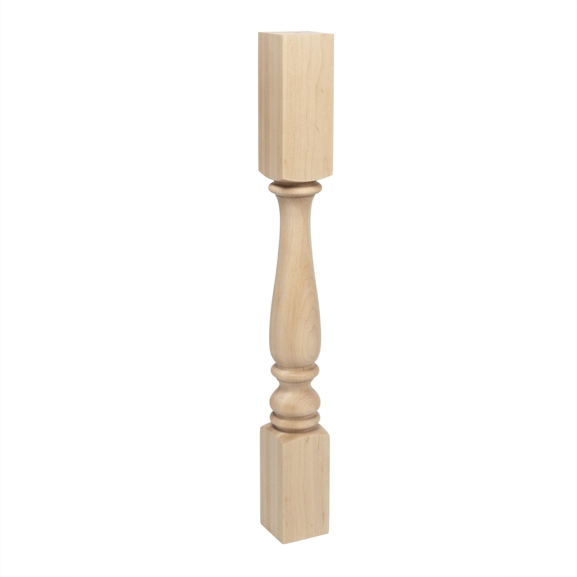 Unfinished Maple Traditional Full Round Kitchen Island Leg