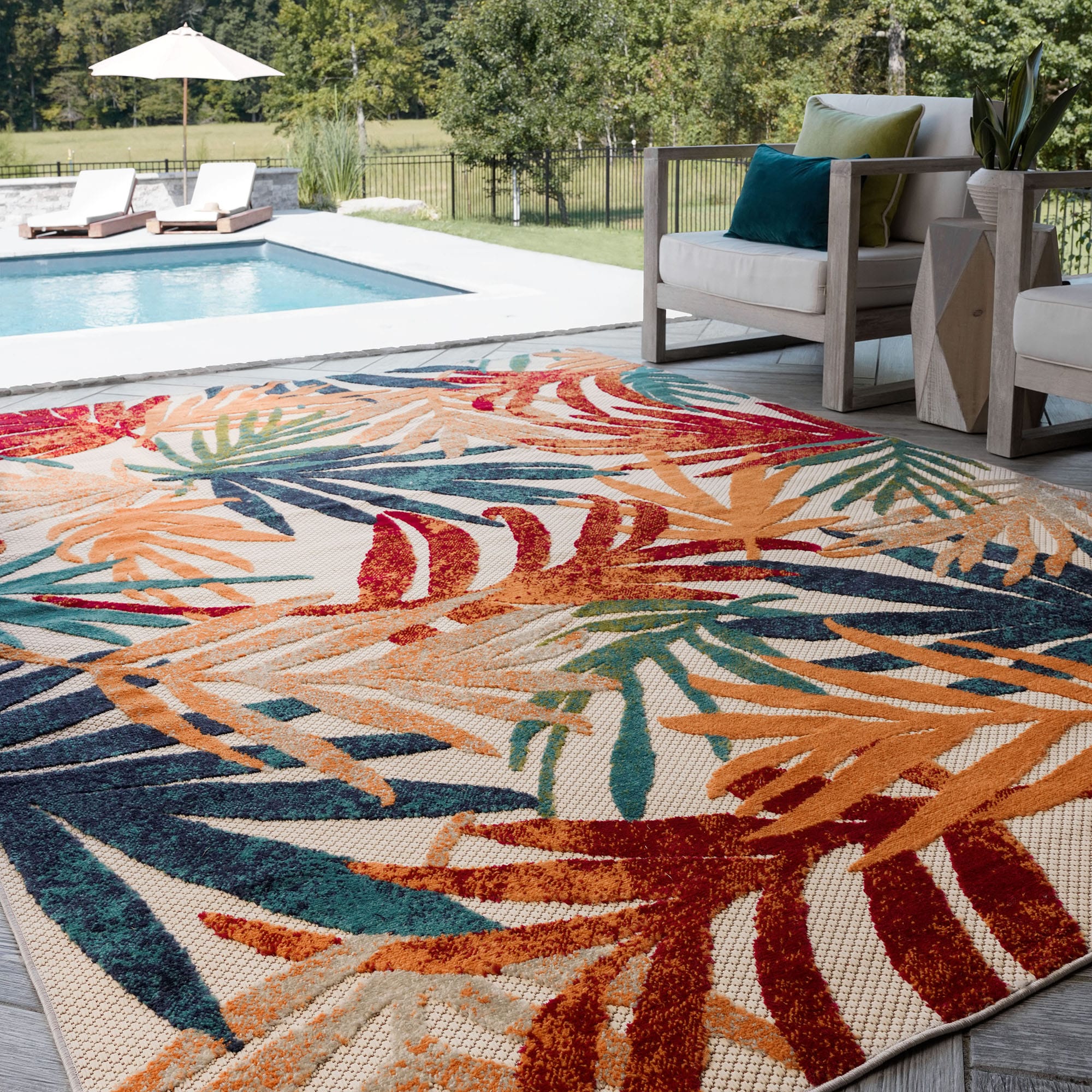 Tayse OAS1001 8X10 Oasis 8 x 10 (ft) Flatweave Polypropylene Multi-Color Rectangular Indoor/Outdoor Area rug