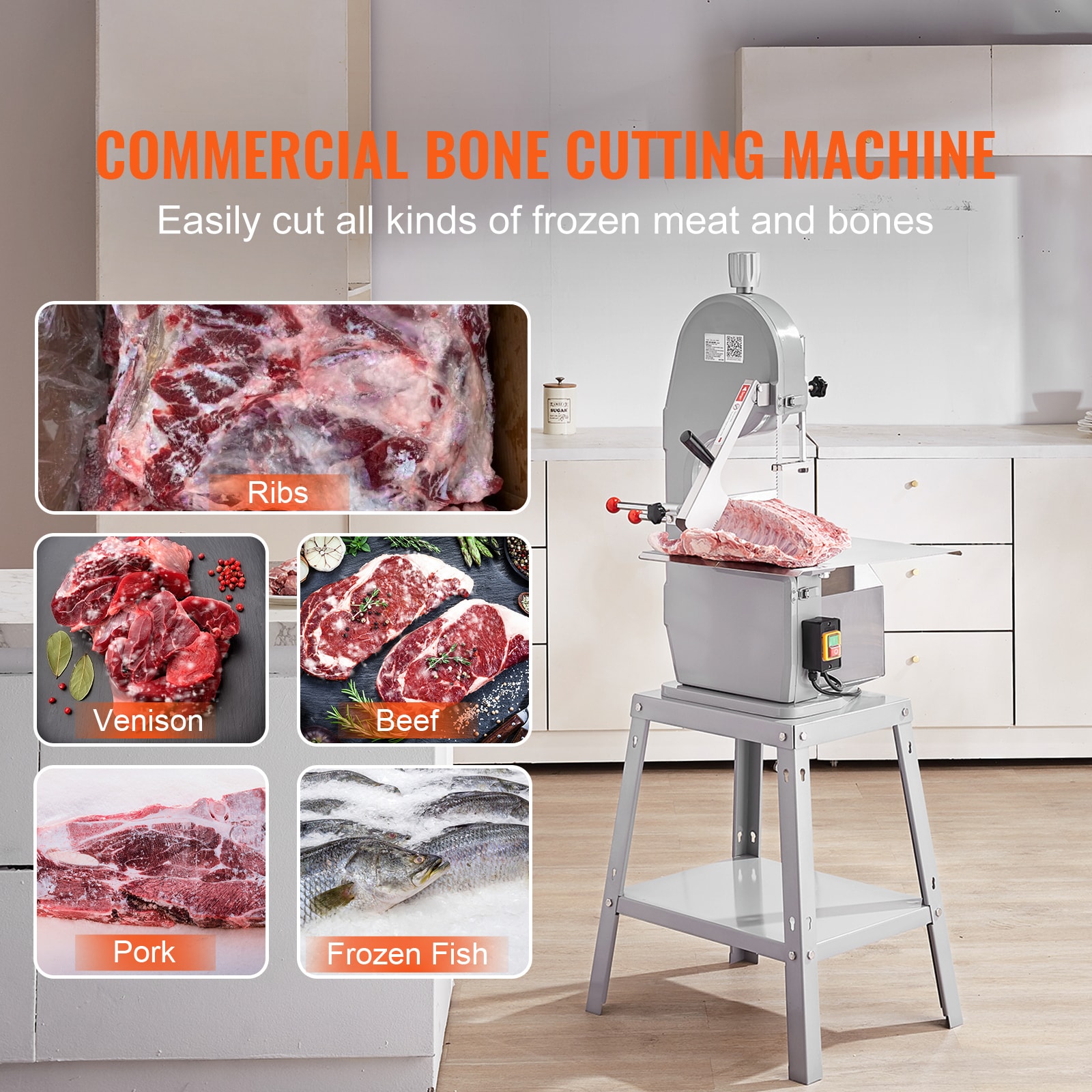 GIVIMO Commercial Electric Meat Bandsaw 1500W Stainless Steel Vertical Bone Sawing Machine Workbeach 19.3 x 15 0.16-7.9-in Cutting Thickness Frozen Meat Cutter with 6 Blades for Rib Pork Beef Band Saw Sansujyuku sansujyuku.com