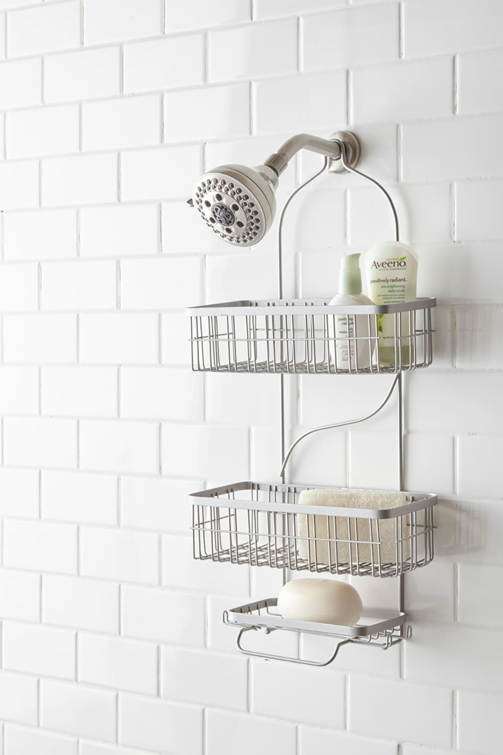 Style Selections Satin Nickel Steel 2-Shelf Hanging Shower Caddy 12-in x  5.1-in x 25.5-in in the Bathtub & Shower Caddies department at