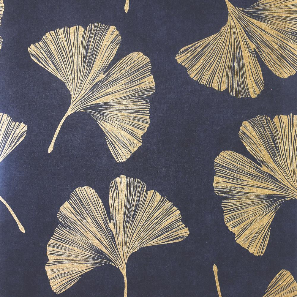 Light blue ginkgo leaves pattern Lounge Wallpaper  TenStickers