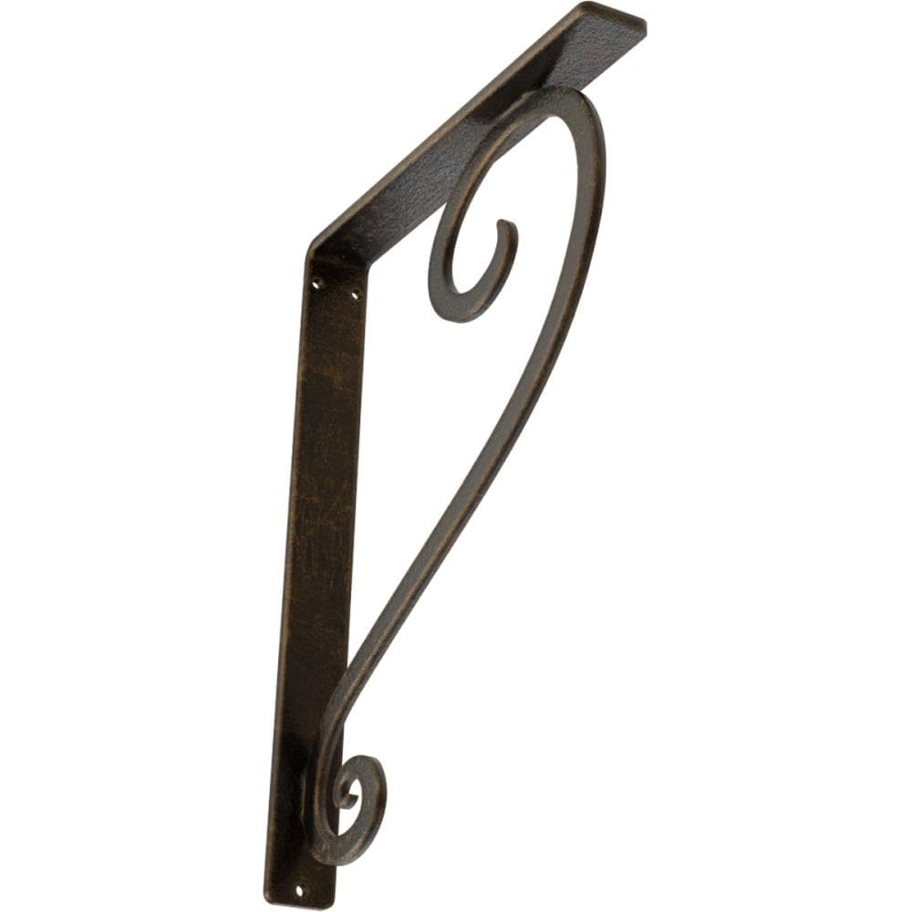 Ekena Millwork BKTM01X10X12SEDABS Edwards 10-in x 1.5-in x 12-in Antique brass Wrought iron Mounting bracket