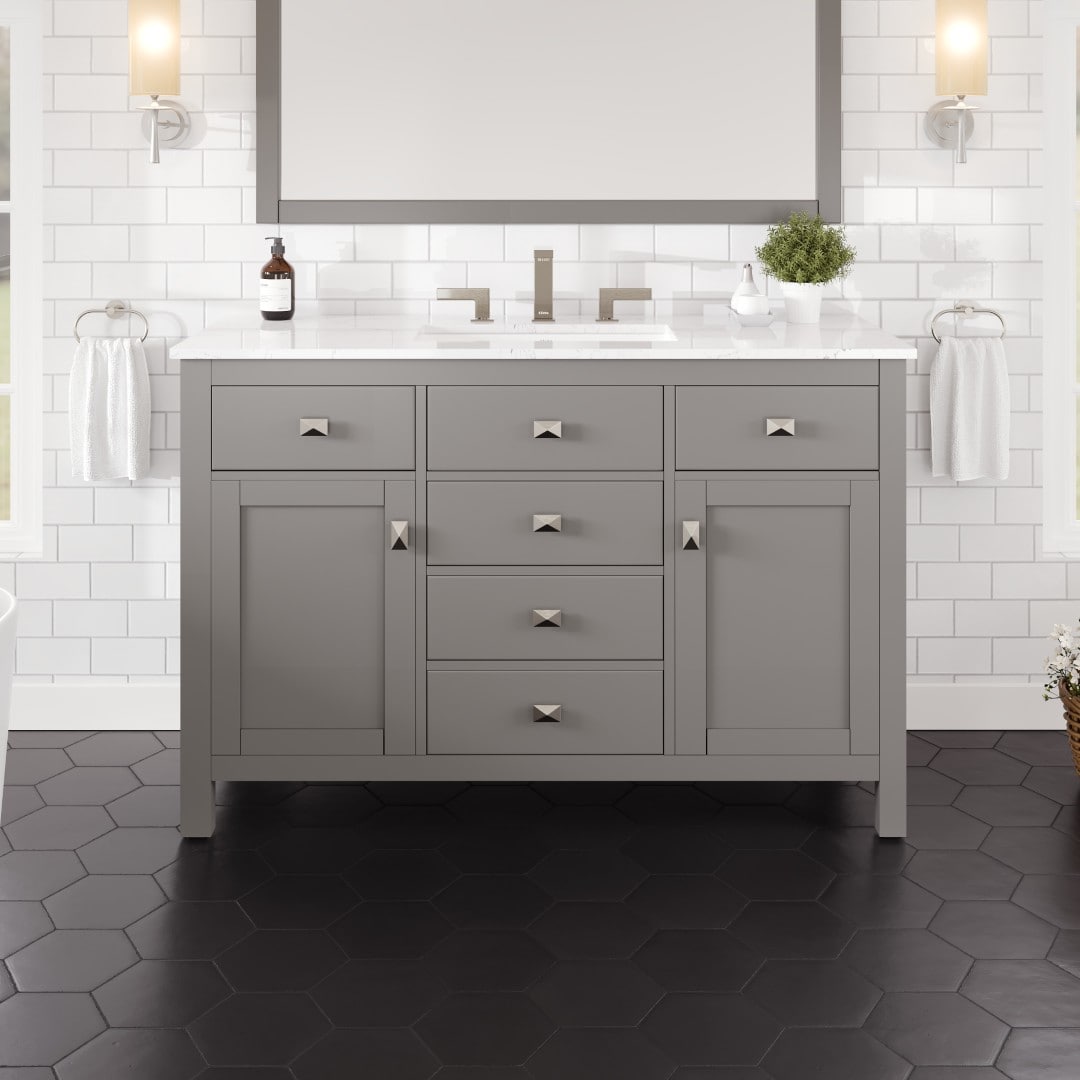 Eviva TVN313-48GR Artemis 48-in Gray Undermount Single Sink Bathroom Vanity with White Engineered Stone Top