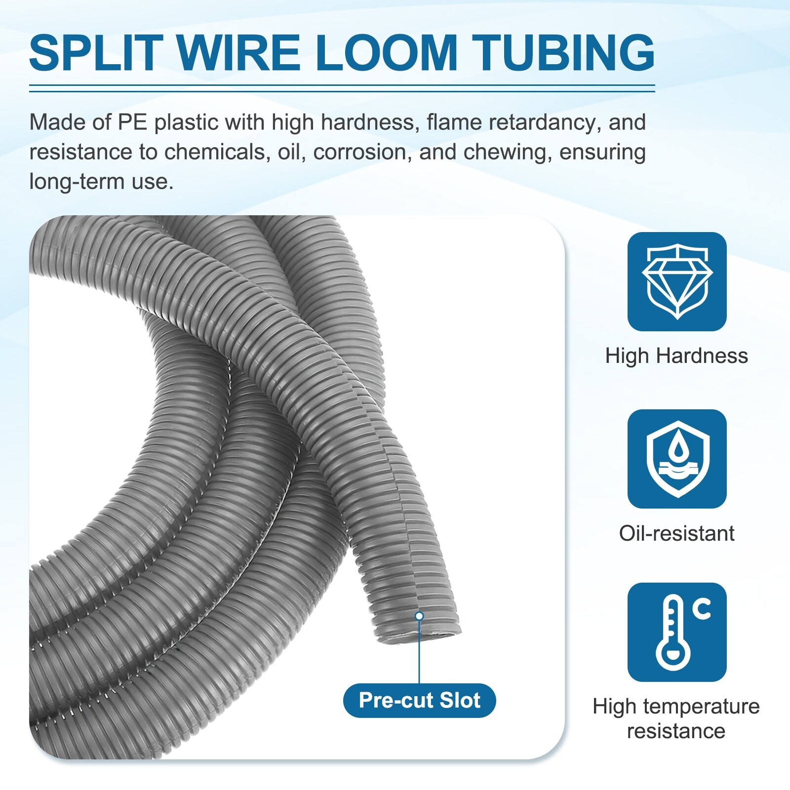 Unique Bargains 1 1/2 Inch 6.6ft Split Wire Loom Tubing Flexible Cord ...