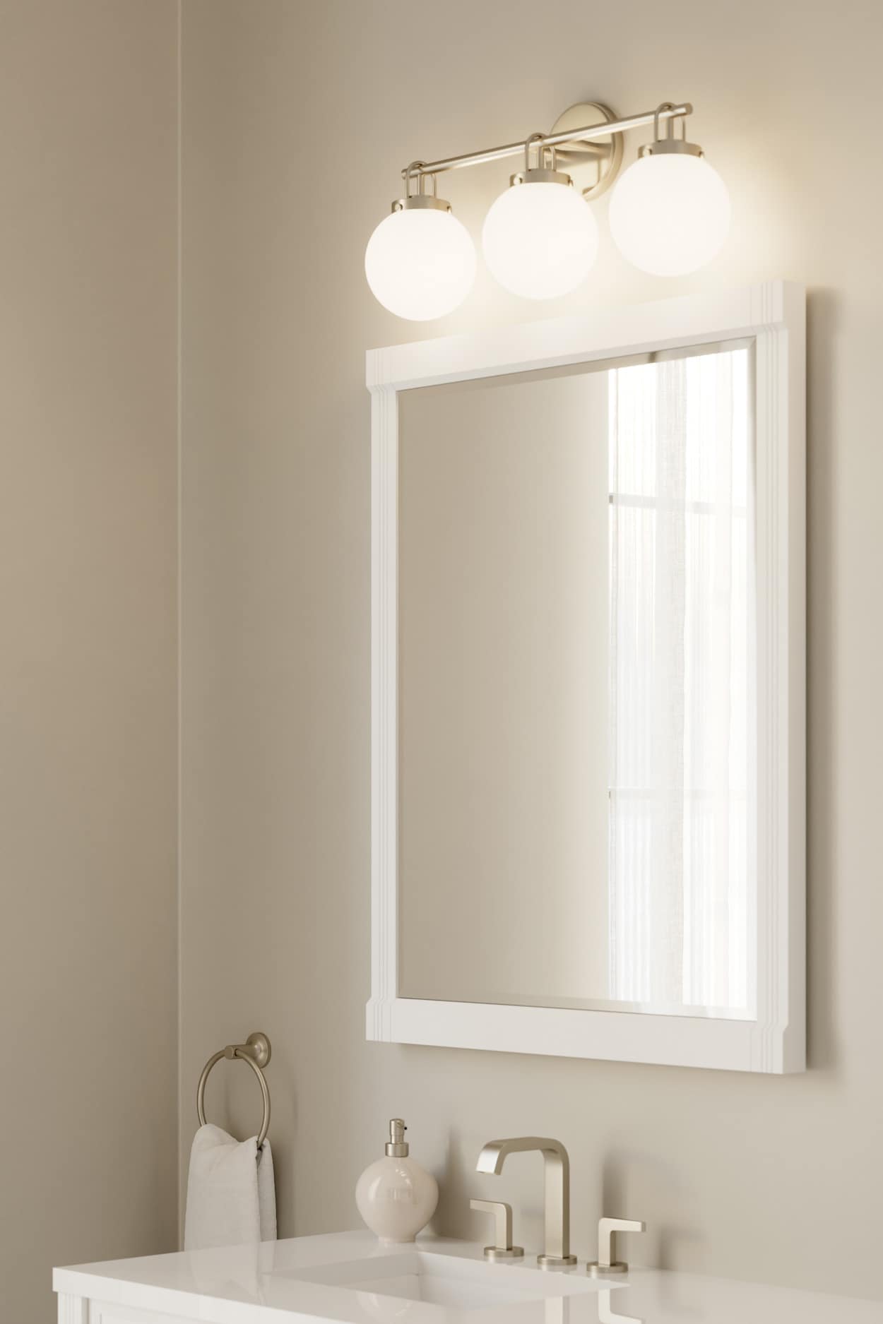 Minka Lavery Ortesa 24-in 3 Light Brushed Nickel Transitional Bathroom Vanity light bar