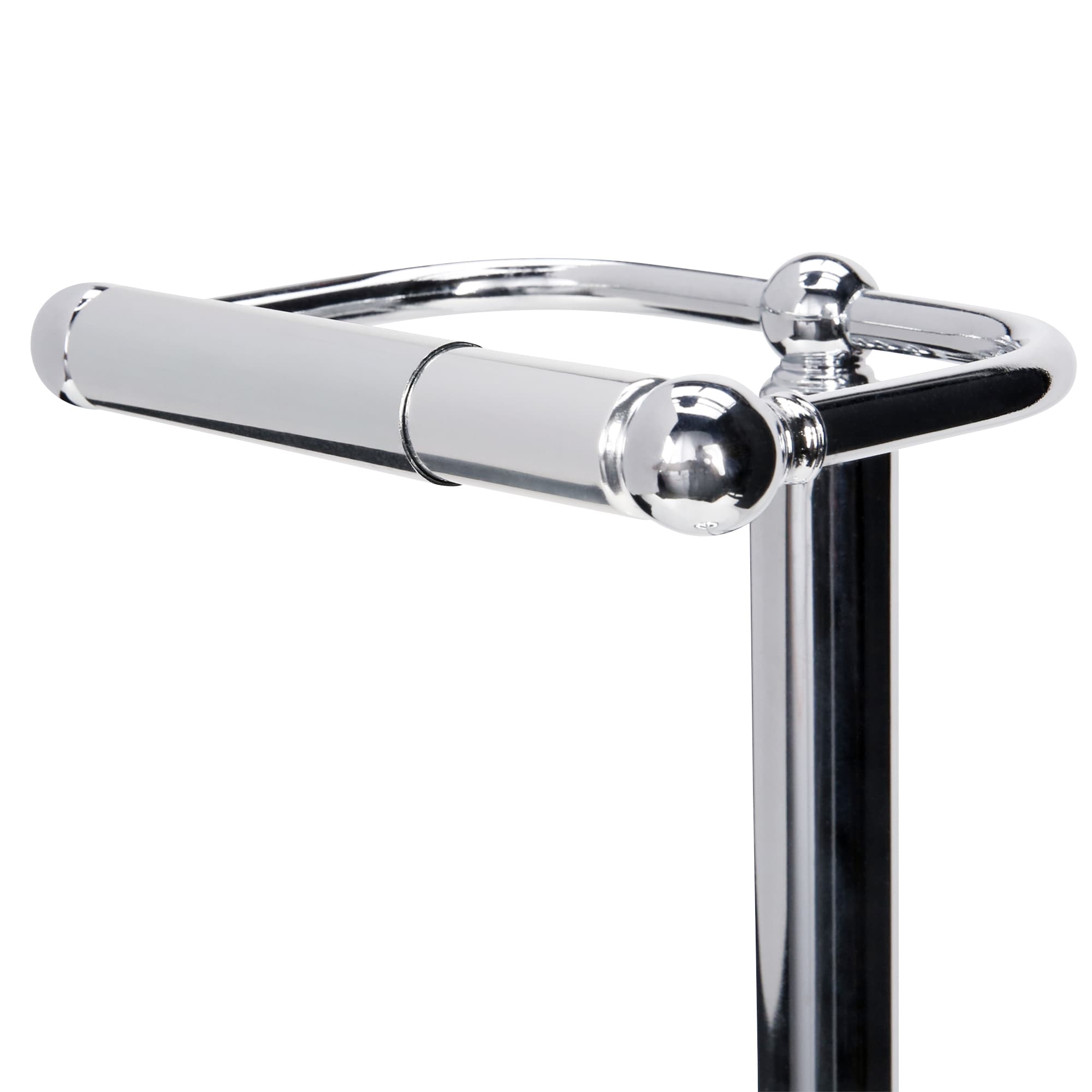 MyGift Silver Chrome-Plated Metal Heavy Weighted Free Standing Toilet Paper  Holder, Classic Bathroom Single Roll Dispenser Stand with Round Base
