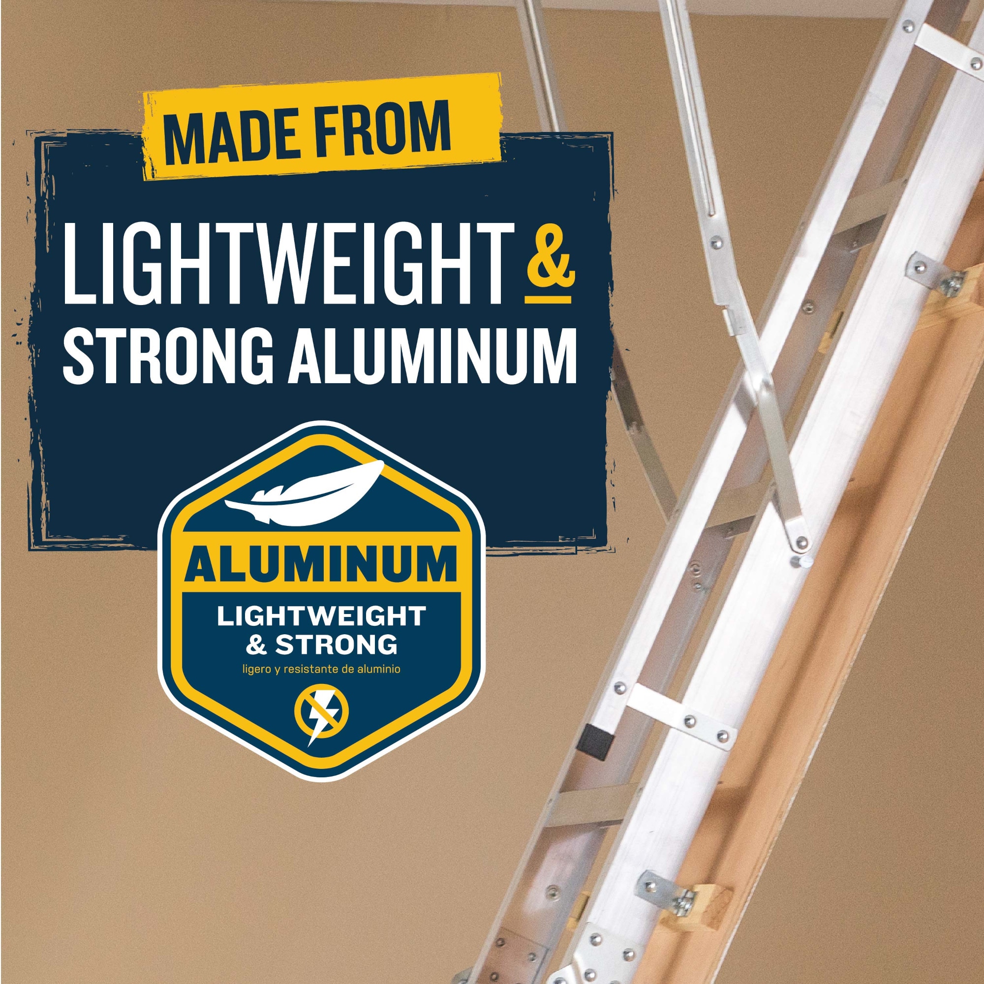 Werner Aluminum Folding Attic Ladder 8-ft to 10-ft (Rough Opening: 25-in x  54-in) with 375-lb Capacity in the Attic Ladders department at