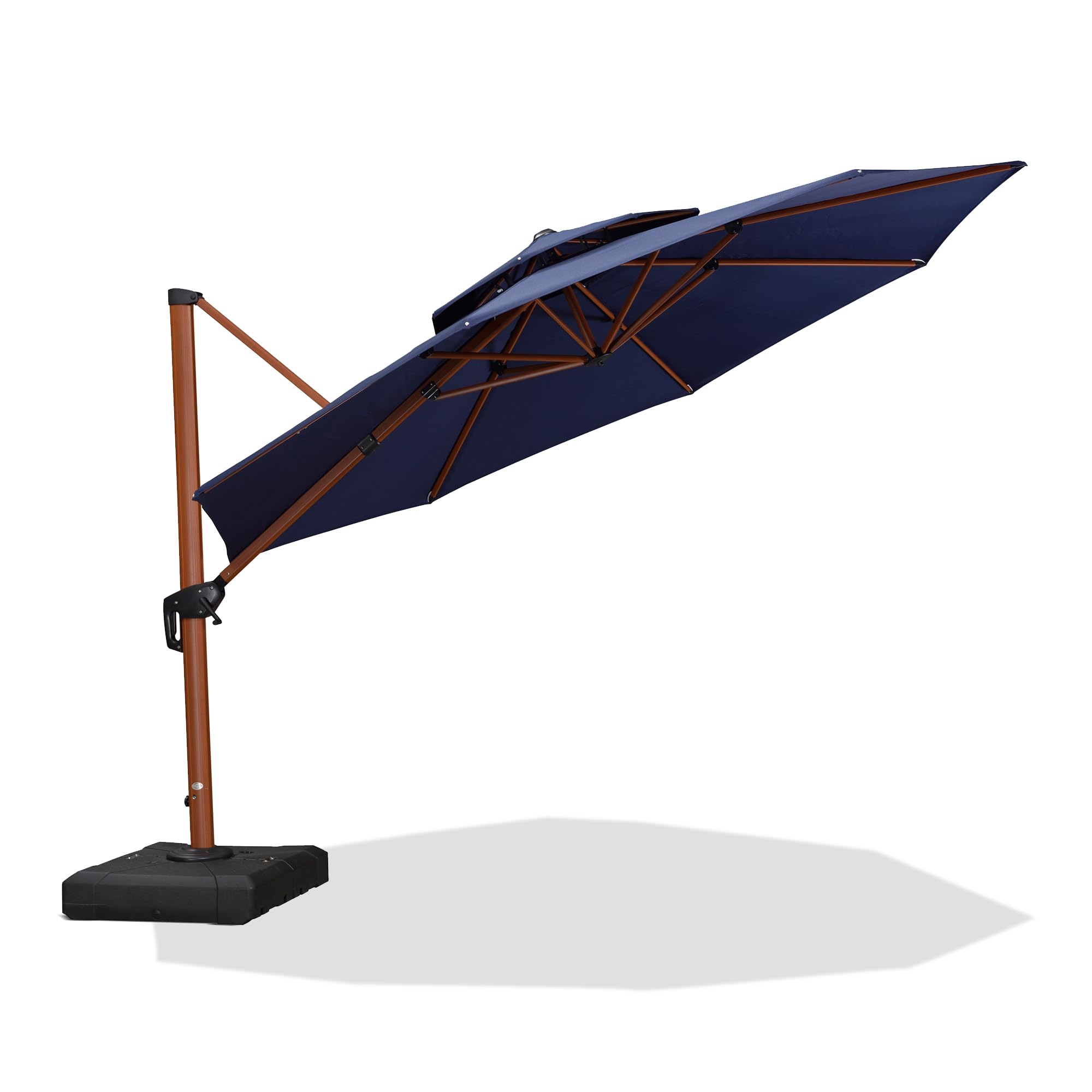 PURPLE LEAF LSGLRRM13-NB 13-ft Aluminum Navy Crank Cantilever Patio Umbrella