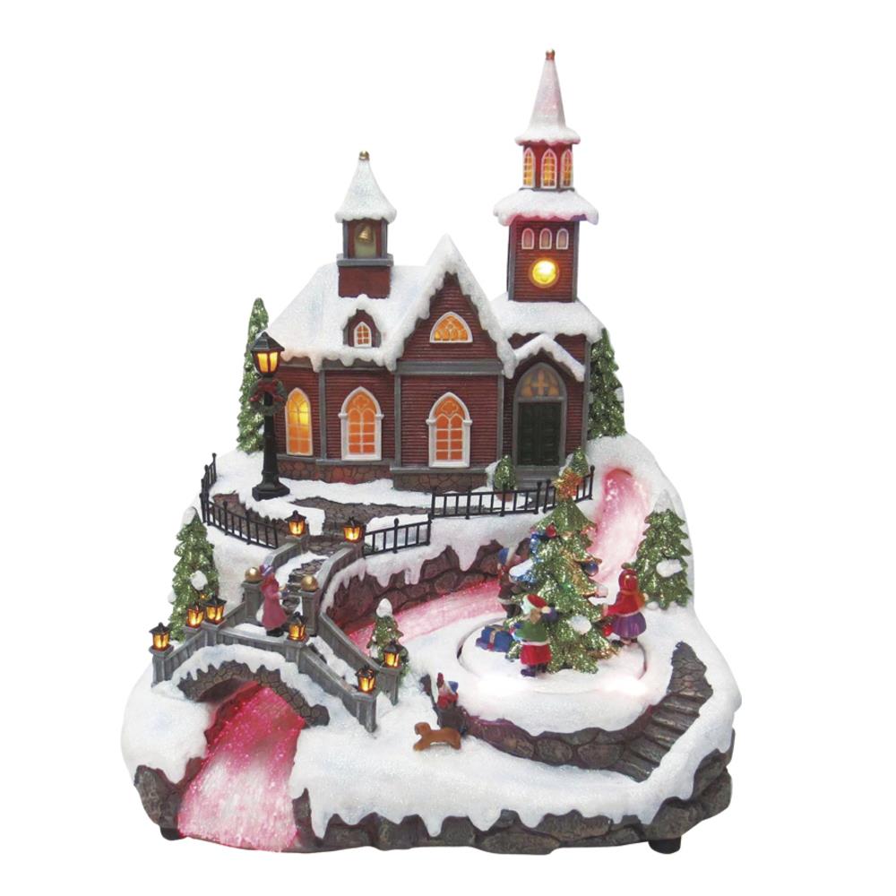 Holiday Living NM-X11664AB Fiber Optic Church W/Animated Tree Lighted Musical