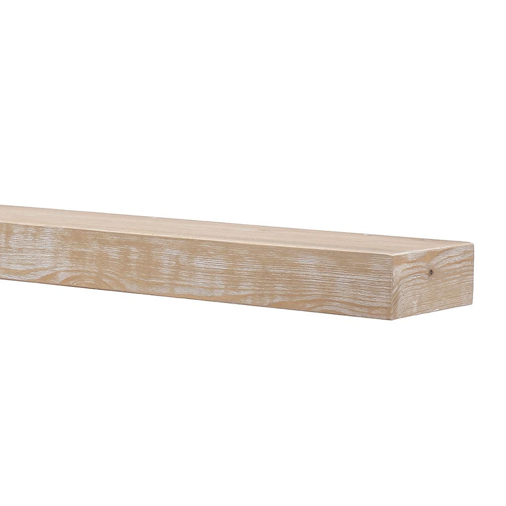 Mantels Direct AUSTIN-72X3-WW 72-in W x 3-in H x 8-in D Austin Whitewash Pine Hollow Farmhouse Fireplace Mantel