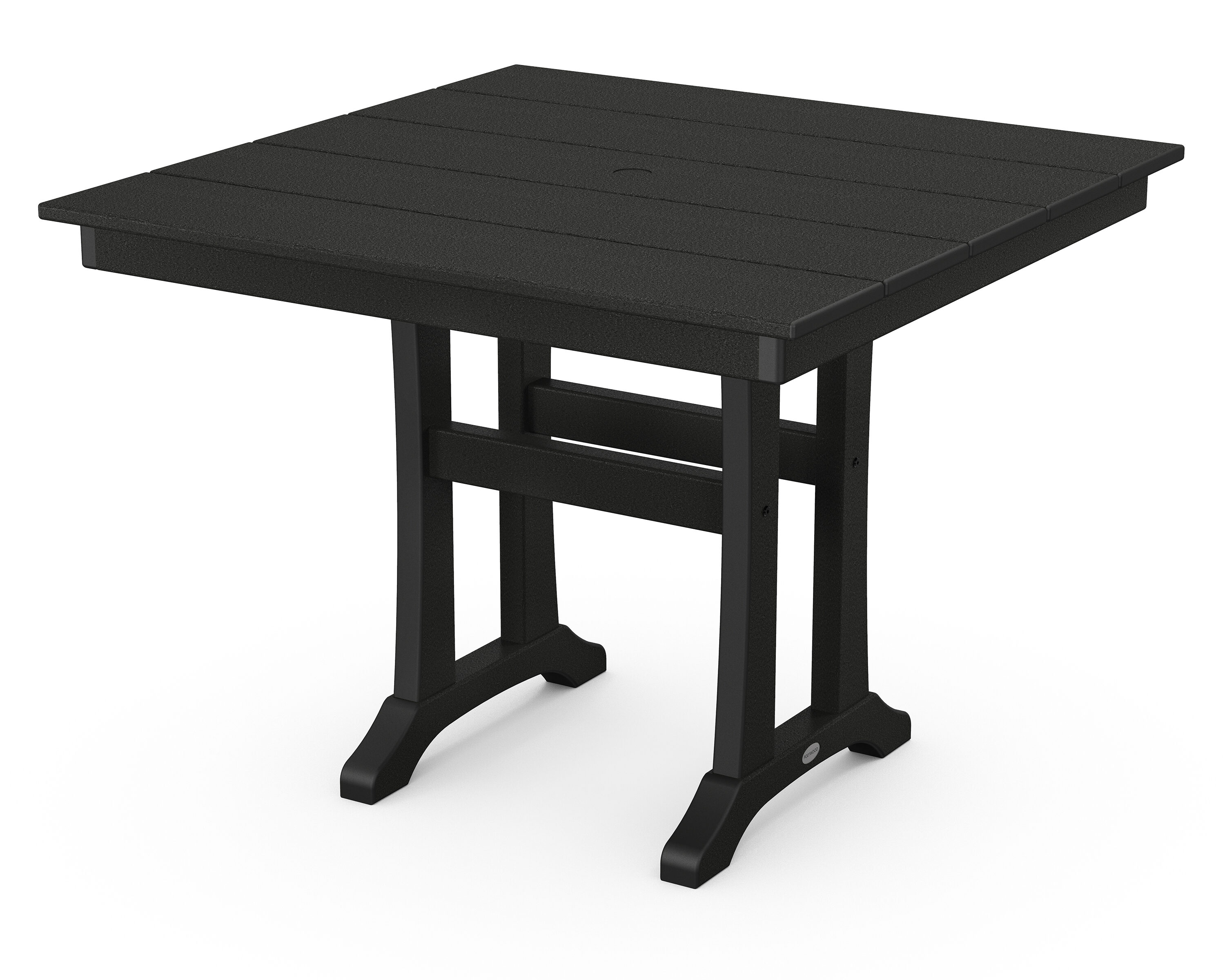 POLYWOOD PL81-T1L1BL Tables Square Outdoor Dining Table 37.5-in W x 37.5-in L with Umbrella Hole