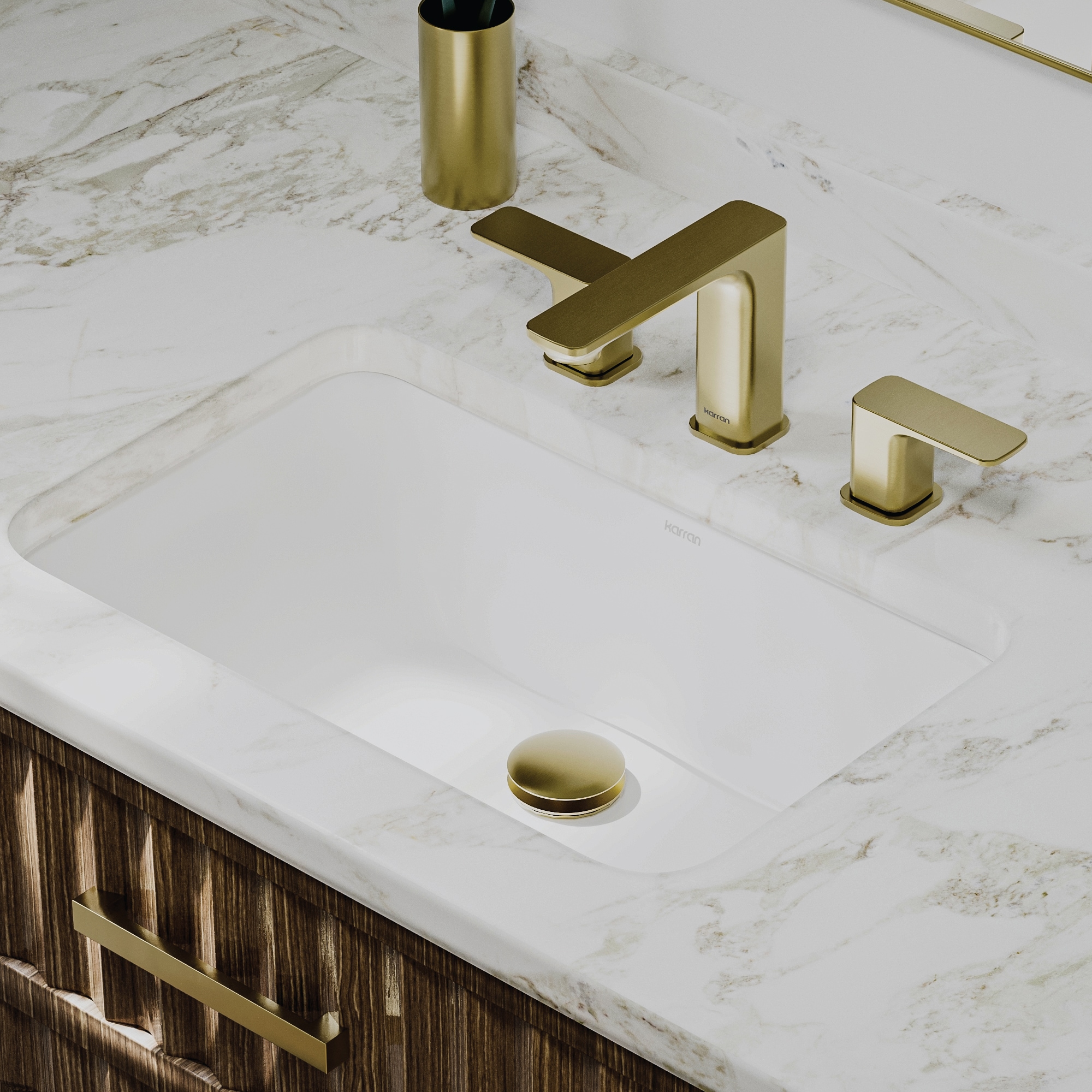 Karran Valera Vitreous China 13.75-in Undermount Rectangular Modern Glossy White Bathroom Sink