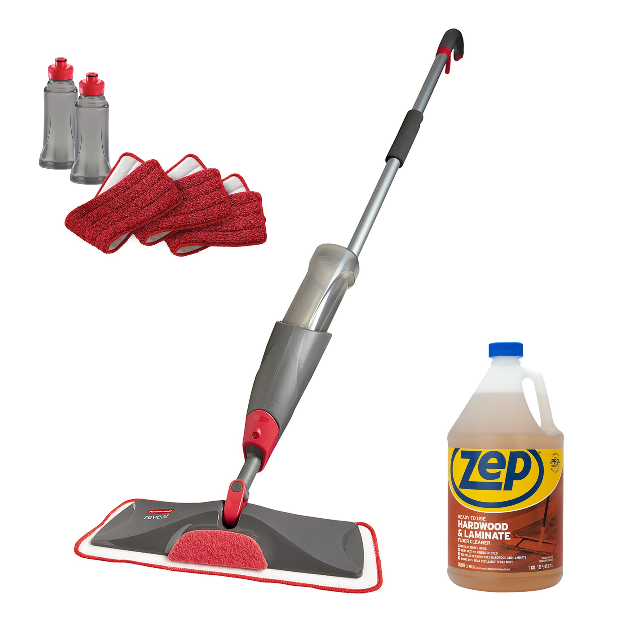 Rubbermaid Reveal Spray Mop Floor Cleaning Kit with Wet Pads and Refill  Bottles 