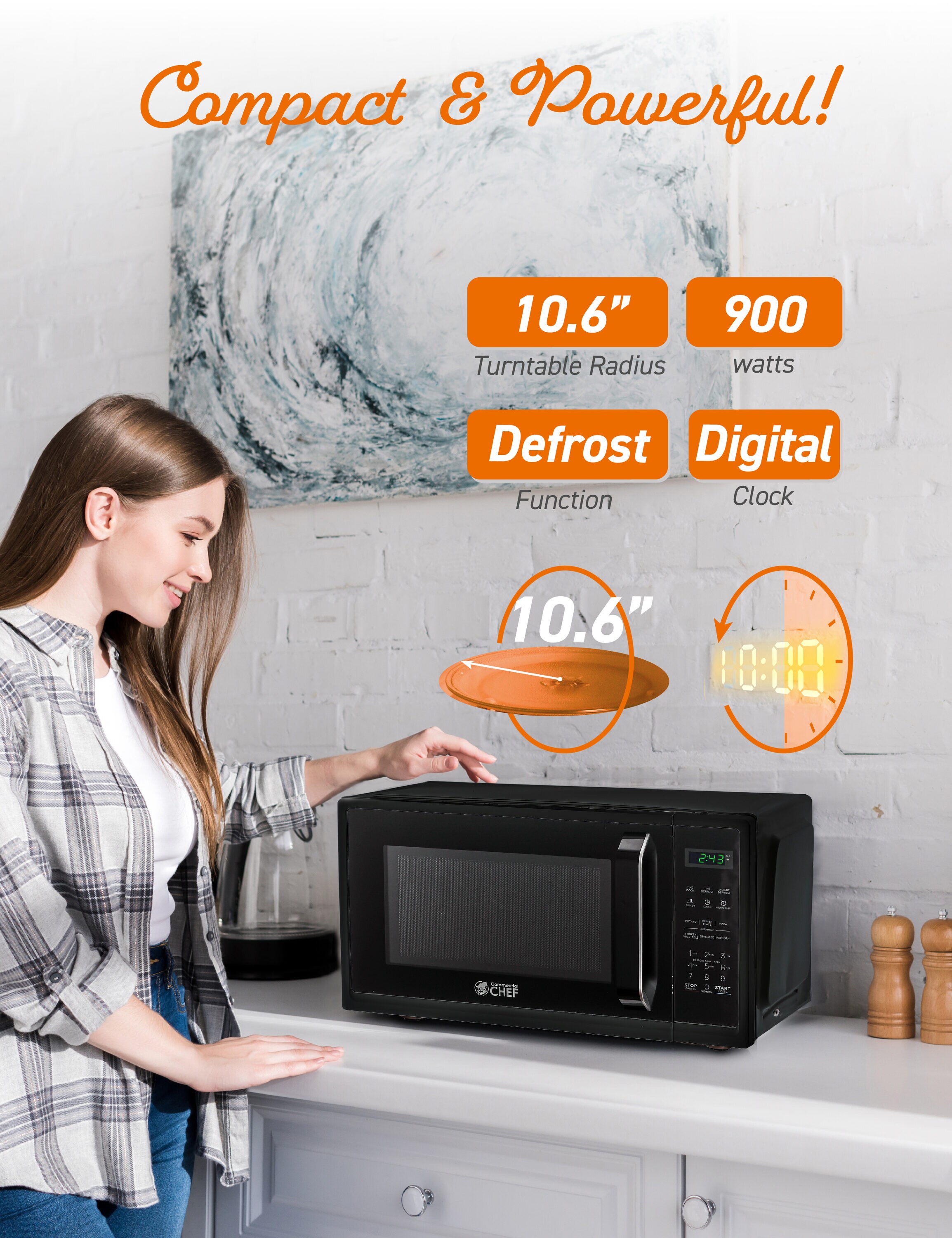 Mainstays Countertop Microwave Oven 700 Watts with LED Display Timer Clock  Kitchen Dorm Room Office