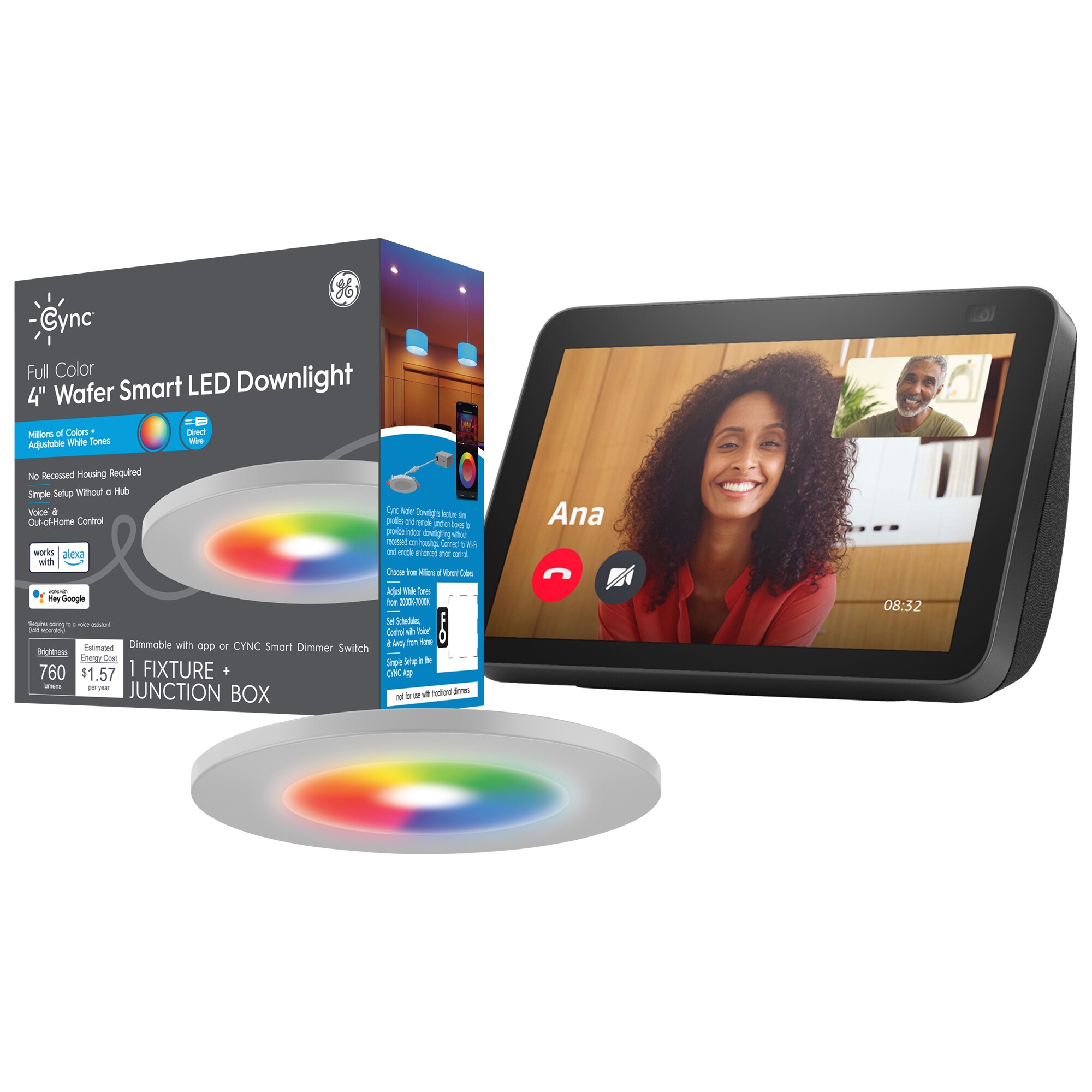Shop amazon echo show 8 black 2nd gen 4 in full color smart wafer