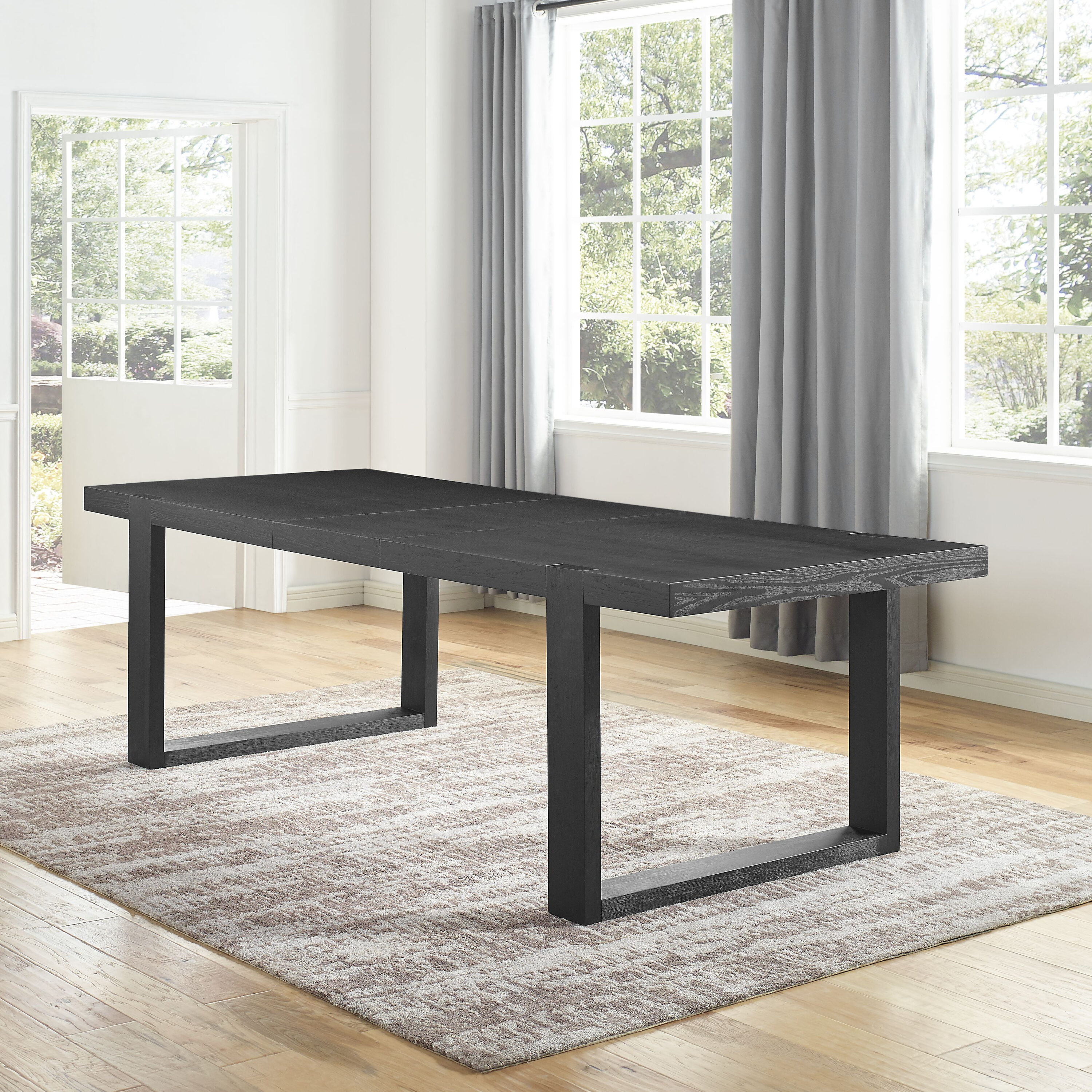 Yves Black Reclaimed Wood Extendable Dining Table for Eight