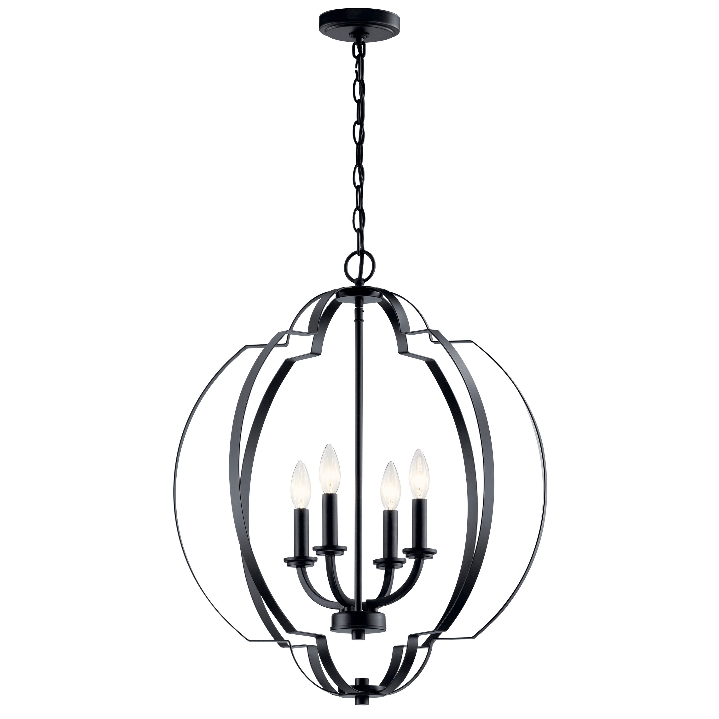 Kichler 42138BK Voleta 4 -Light Black Traditional Geometric Medium Hanging Pendant light