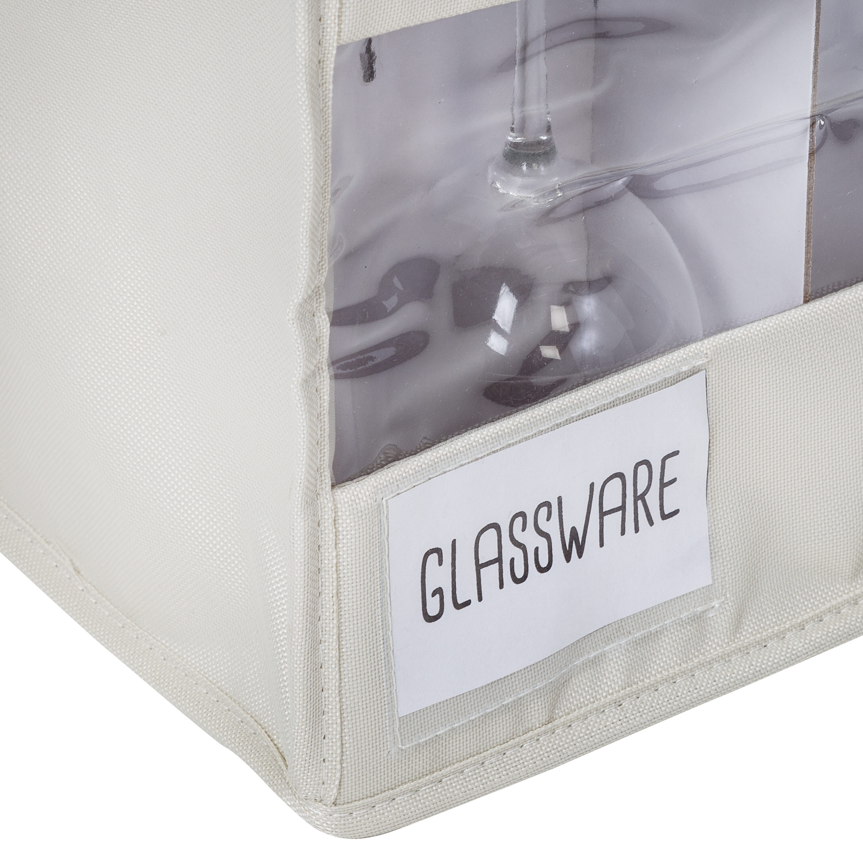 Natural Polyester Stemware Storage Box Set with Zipper Closure
