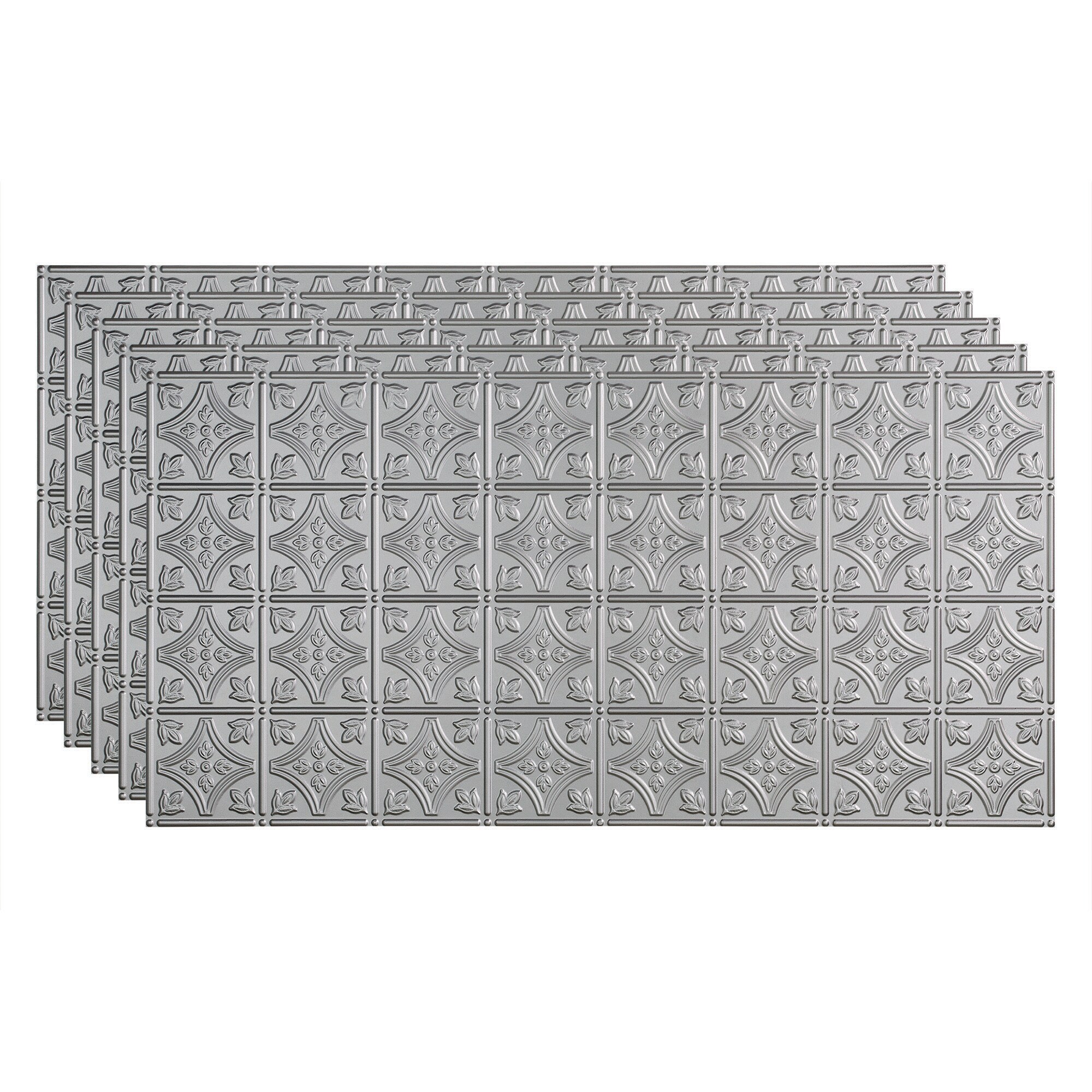 Fasade PG5009 4-ft x 2-ft Traditional 1 Argent Silver PVC Surface-mount Ceiling Tile ( 5 -Pack, 40-Sq. Feet / Case )