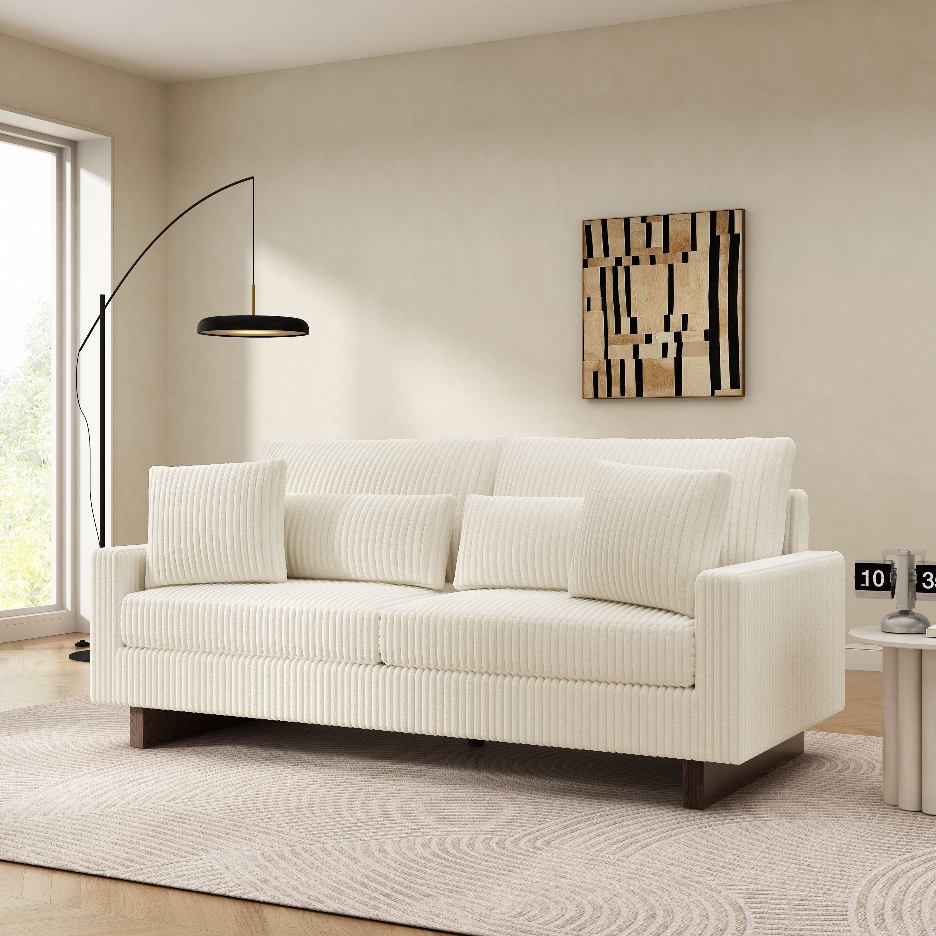 Christopher Knight Home Agnew Beige 80 inch Modern Loveseat Sofa with 4 Pillows
