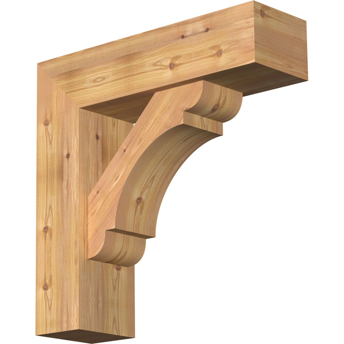 Ekena Millwork 1463578 Olympic Block Smooth Bracket with Offset Brace 7-1/2-in x 26-in x 26-in Western red cedar Brown Wood Standard bracket