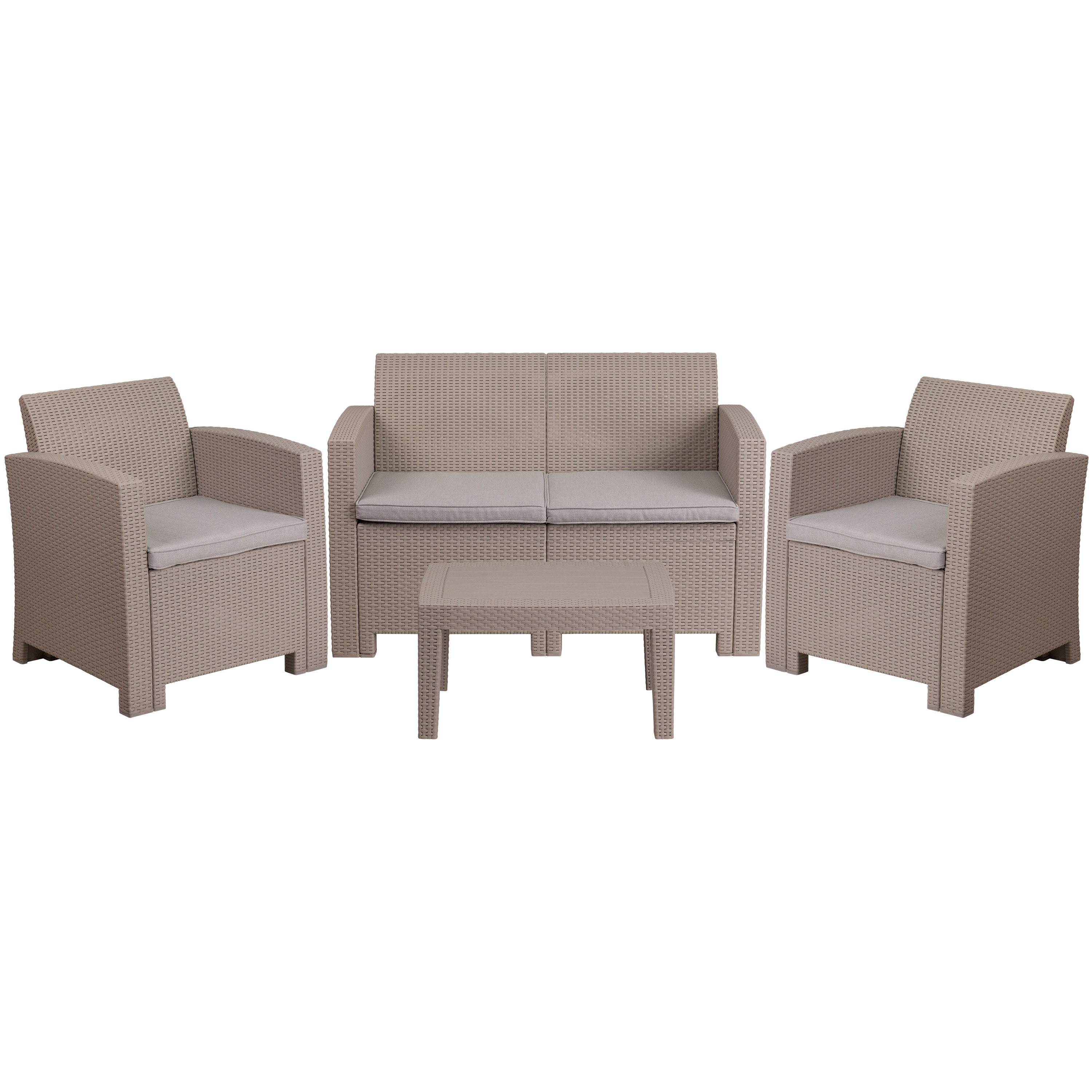 Flash Furniture 889142215745 Seneca 4 -Piece Patio Conversation Set with Gray Cushions
