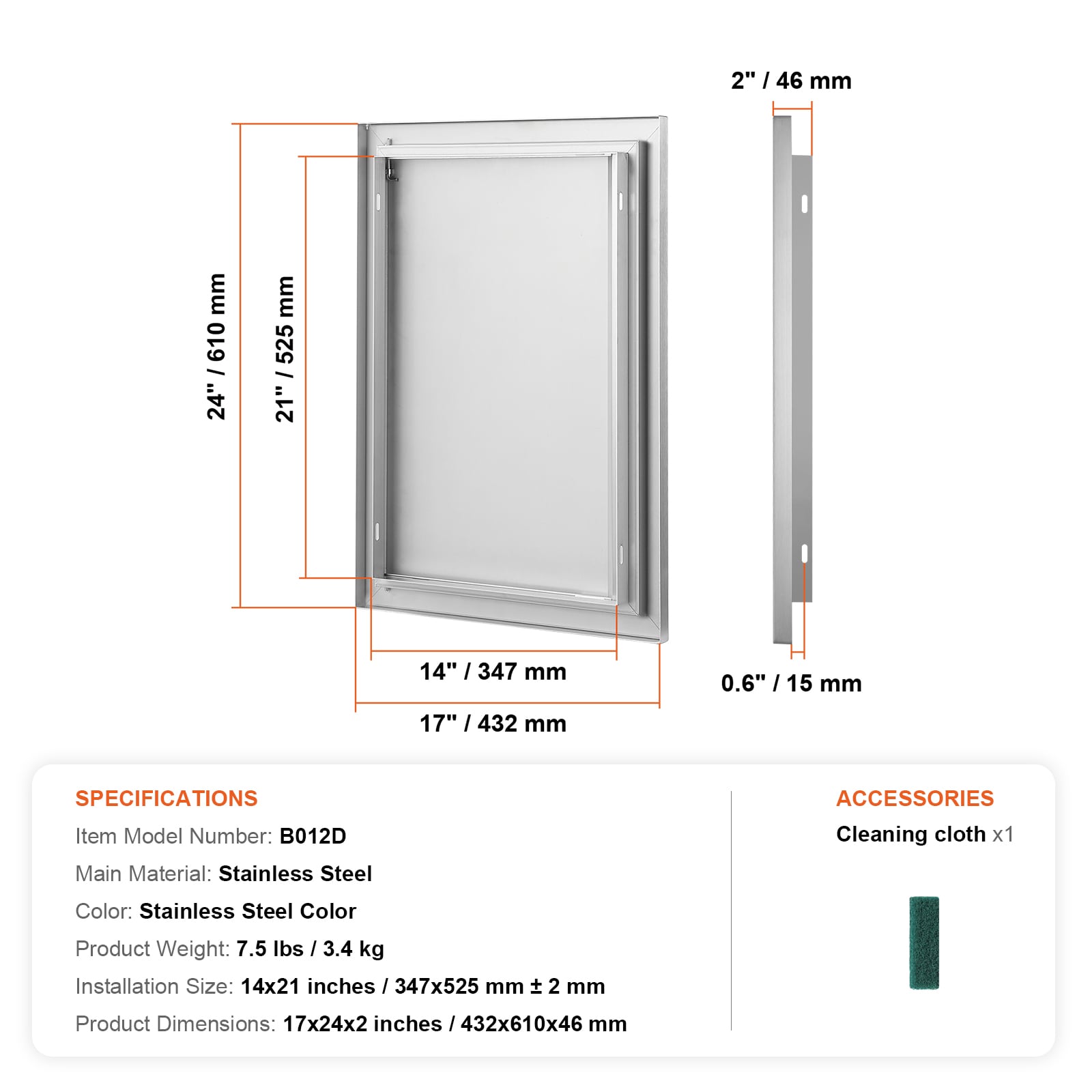 VEVOR DMABSCJMDCMB35LSAV0 Builtin-Grill-Cabinet-Parts - View #10