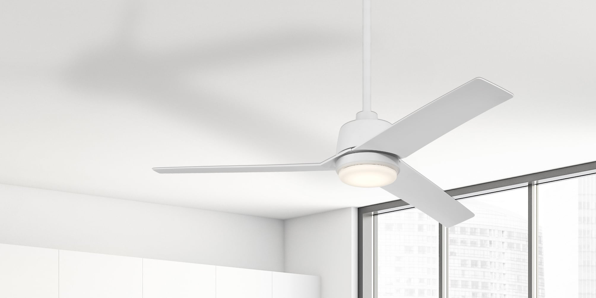 Harbor Breeze Aftonshire 52-in Matte White Color-changing Integrated LED Indoor/Outdoor Downrod or Flush Mount Ceiling Fan with Light and Remote -  SOH52MW3LR