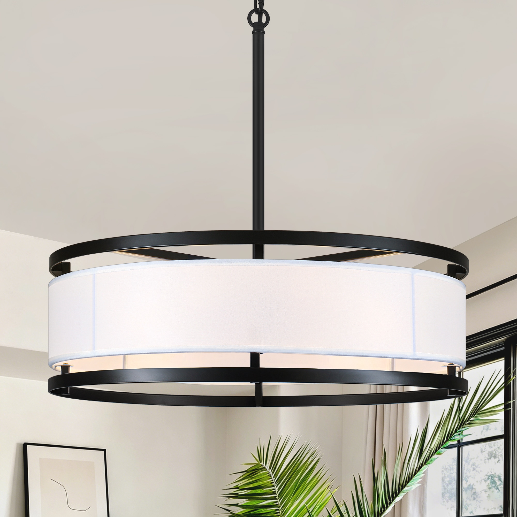 ZSMIHDOH 6 -Light Matte Black Metal Chandelier