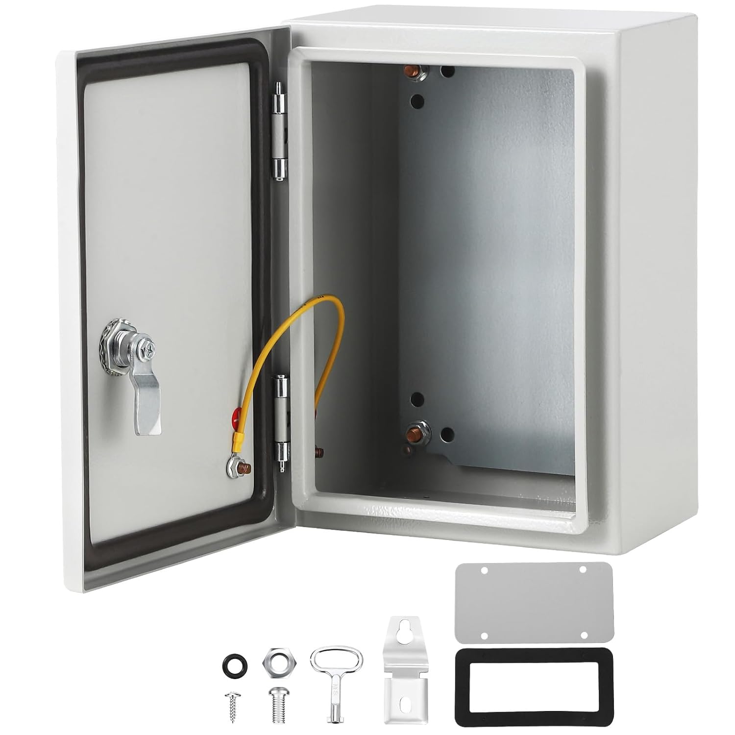 GAOMON 12x8x6 Electrical Enclosure Box NEMA 4X IP66 Waterproof Steel Junction Box with Lock and Mounting Plate for Indoor and Outdoor Use