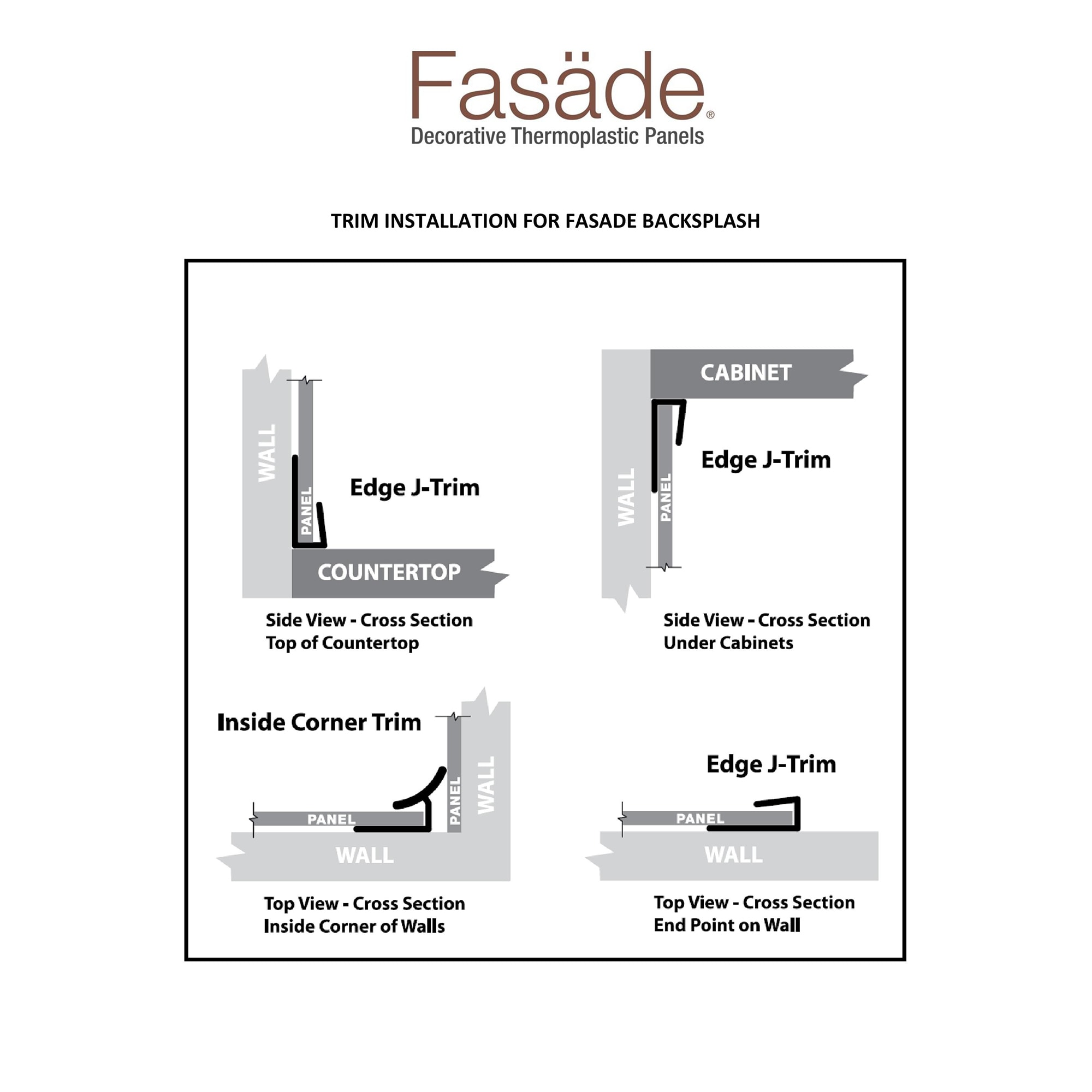 Fasade 47in Inside Corner Trim in Vintage Metal - 5 Pack - Bed