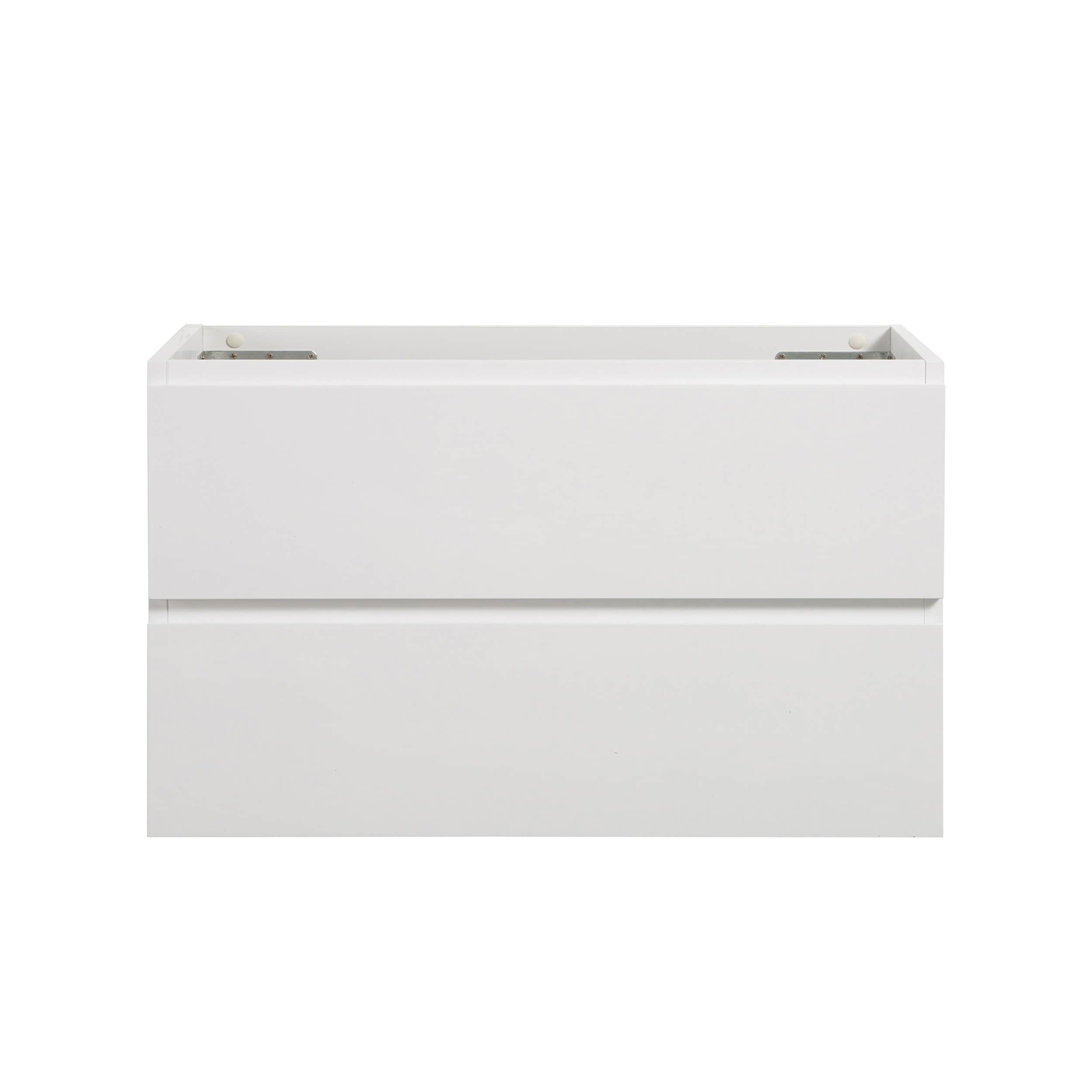 GDFStudio Monaco 36 Inches Wall Mount Bathroom Cabinet without Basin with Two Drawers Pre-Assembled - White