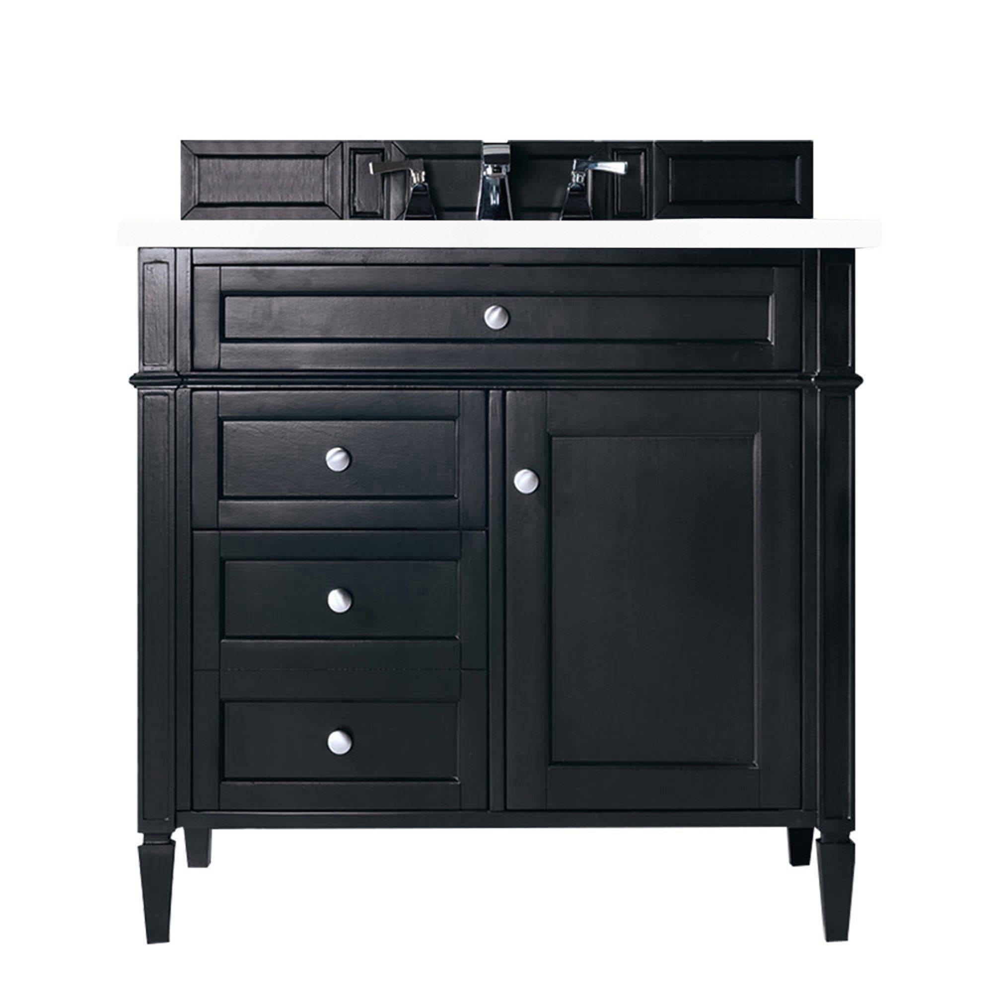 James Martin Vanities - James Martin 650-V36-BKO-3WZ Black Onyx Single Vanity w/ White Zeus Quart...