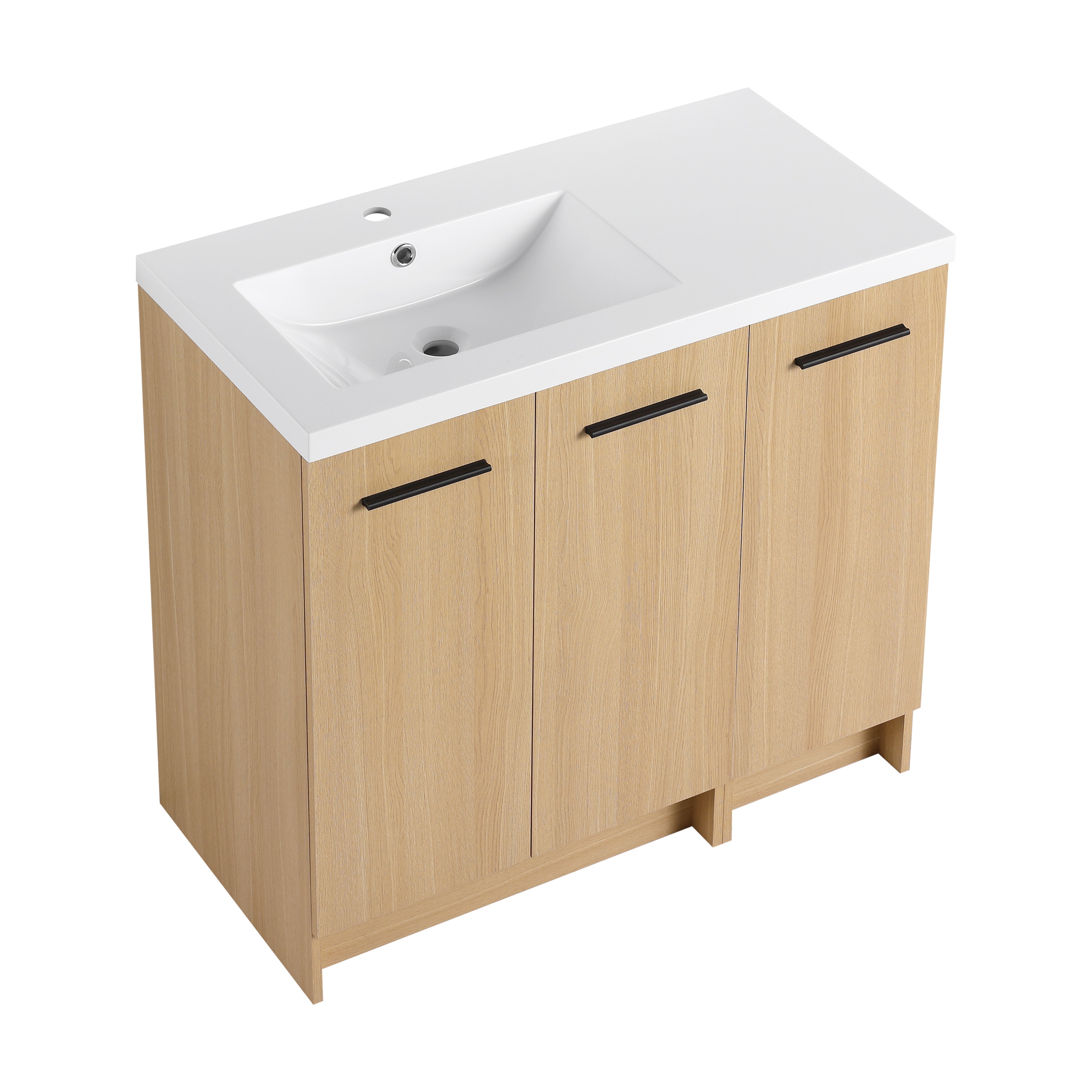 BEARSOLIM Modular Freestanding Bathroom Vanity with Resin Sink 2-Piece Cabinet (24-in x 2-Door 12-in x 1-Door) KD Cabinet